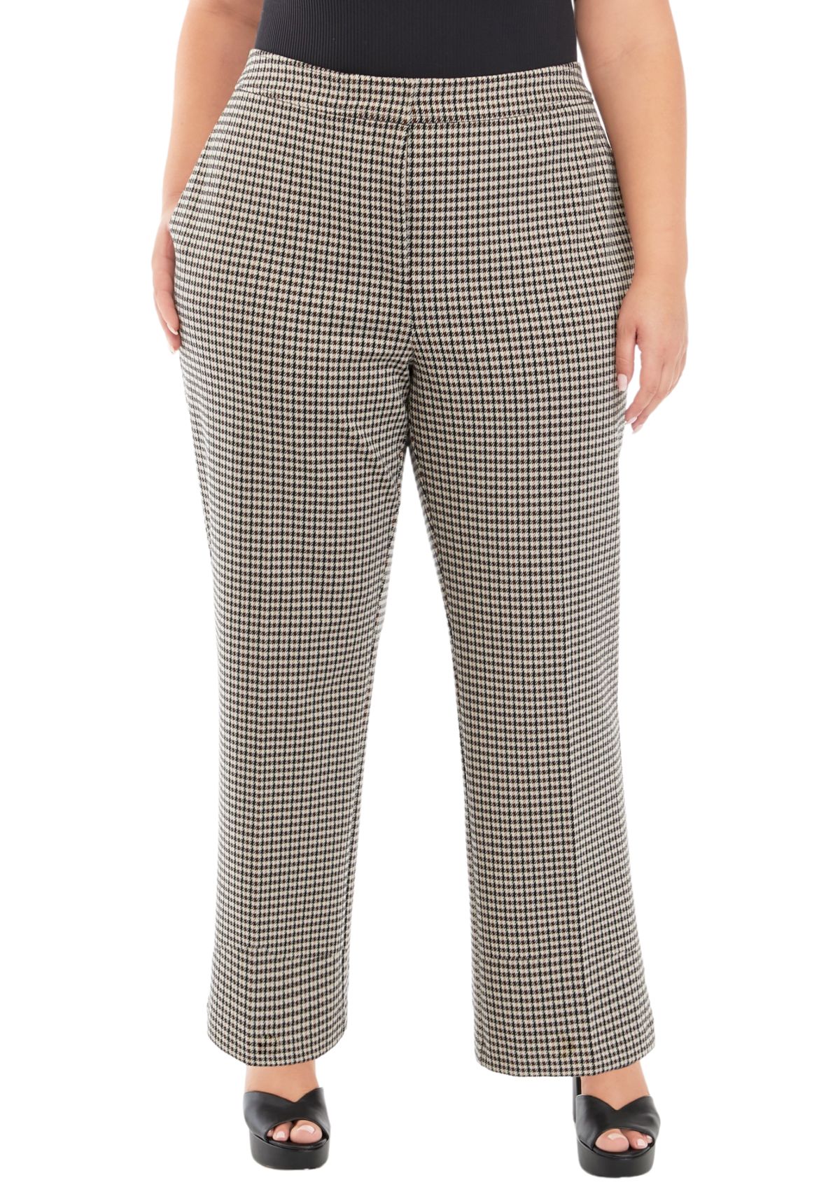 Plus Size Pull On Wide Leg Trousers