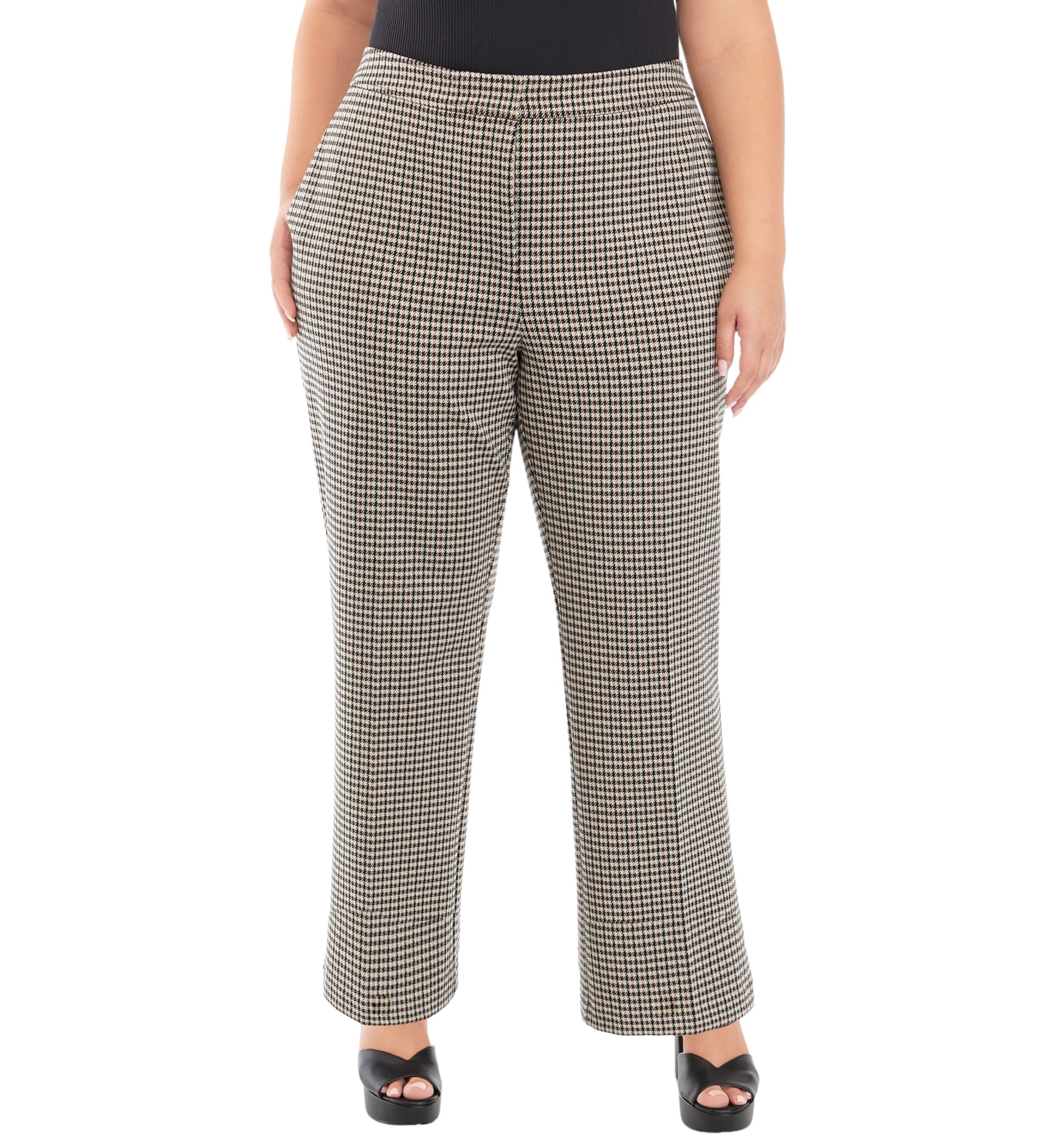 Plus Size Pull On Wide Leg Trousers