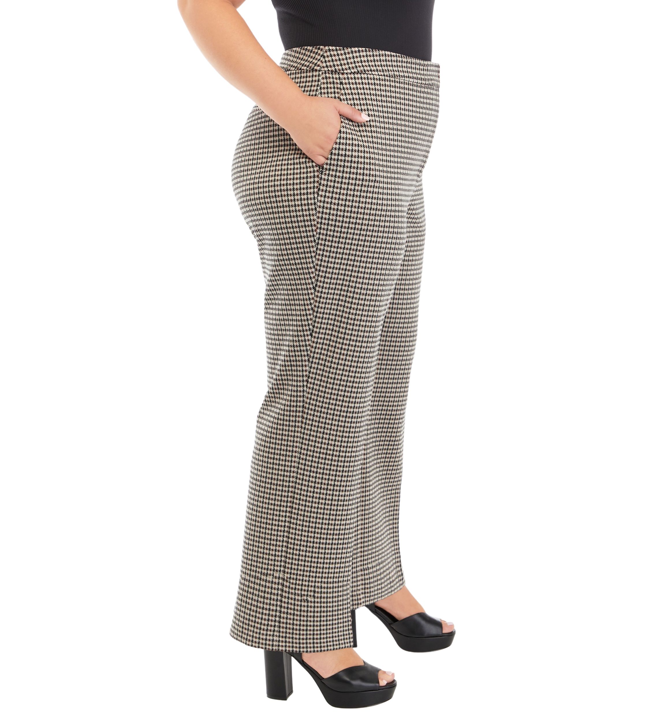 Plus Size Pull On Wide Leg Trousers