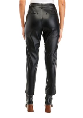 Women's Fly Front Faux Leather Pants
