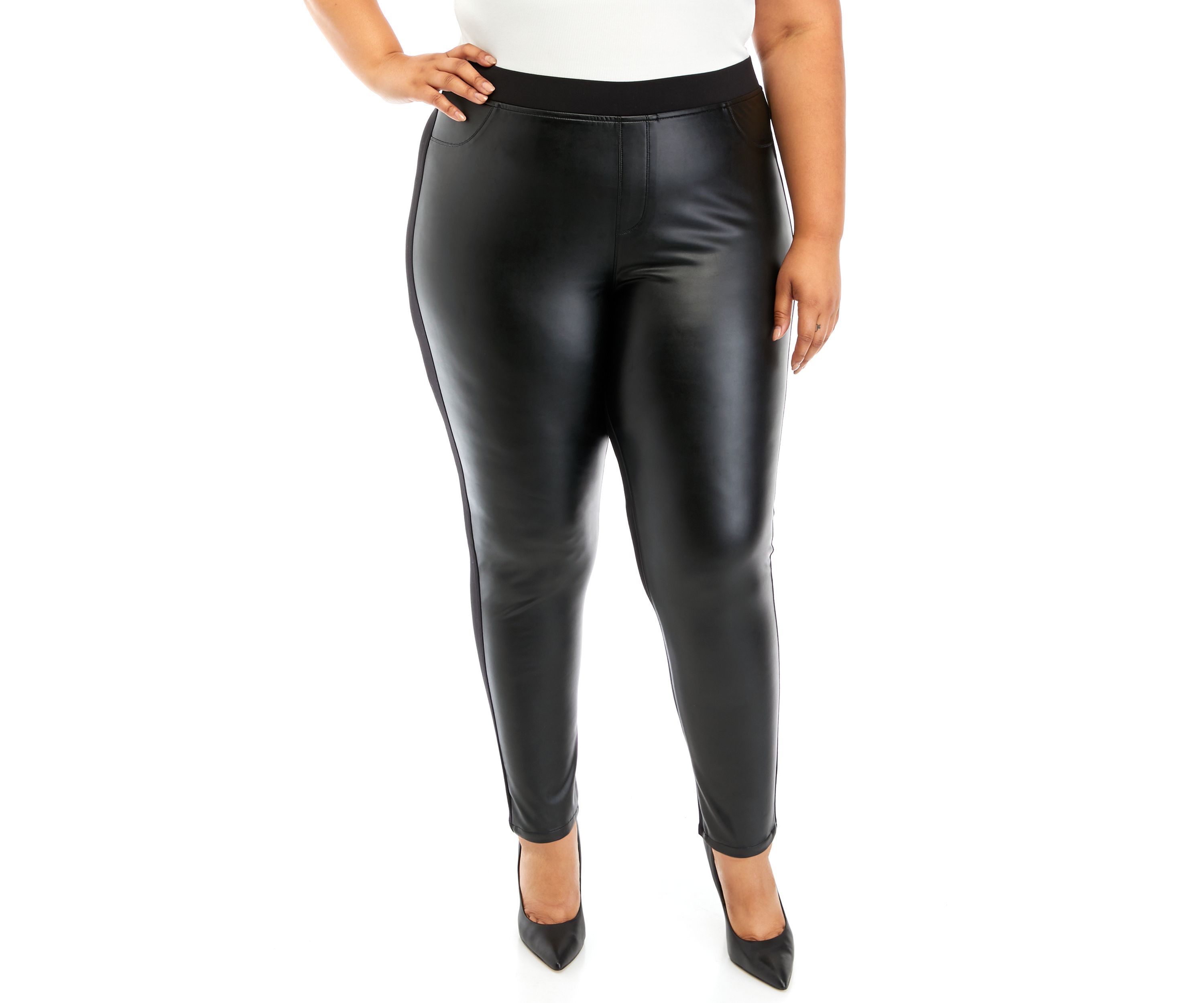 Plus Size Pull On Faux Leather Pants