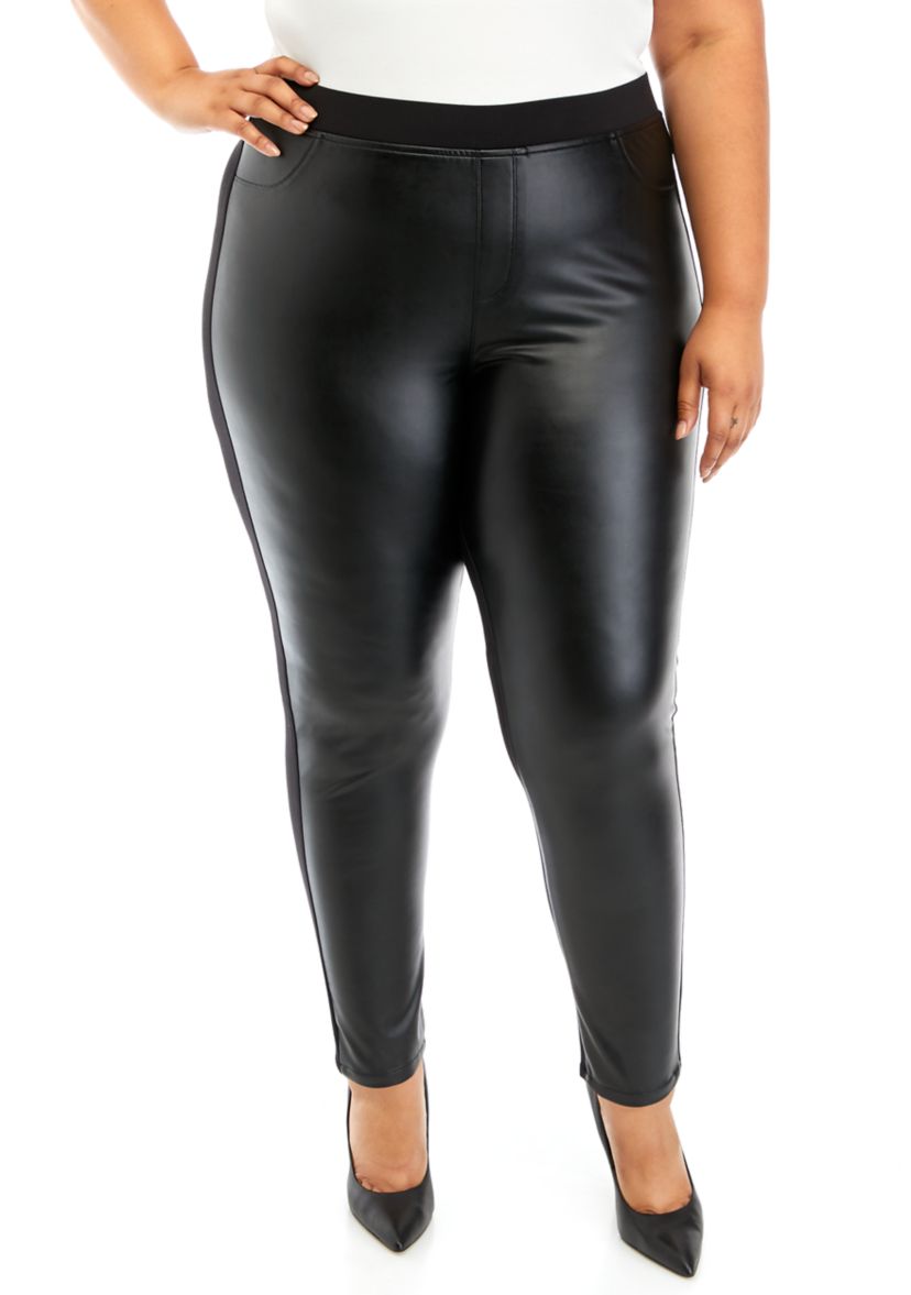 Plus Size Pull On Faux Leather Pants