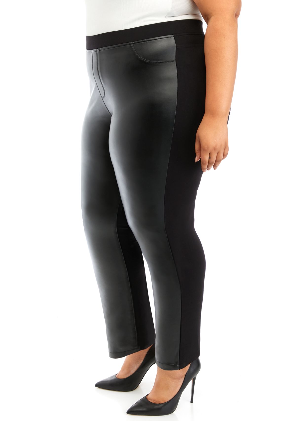 Plus Size Pull On Faux Leather Pants
