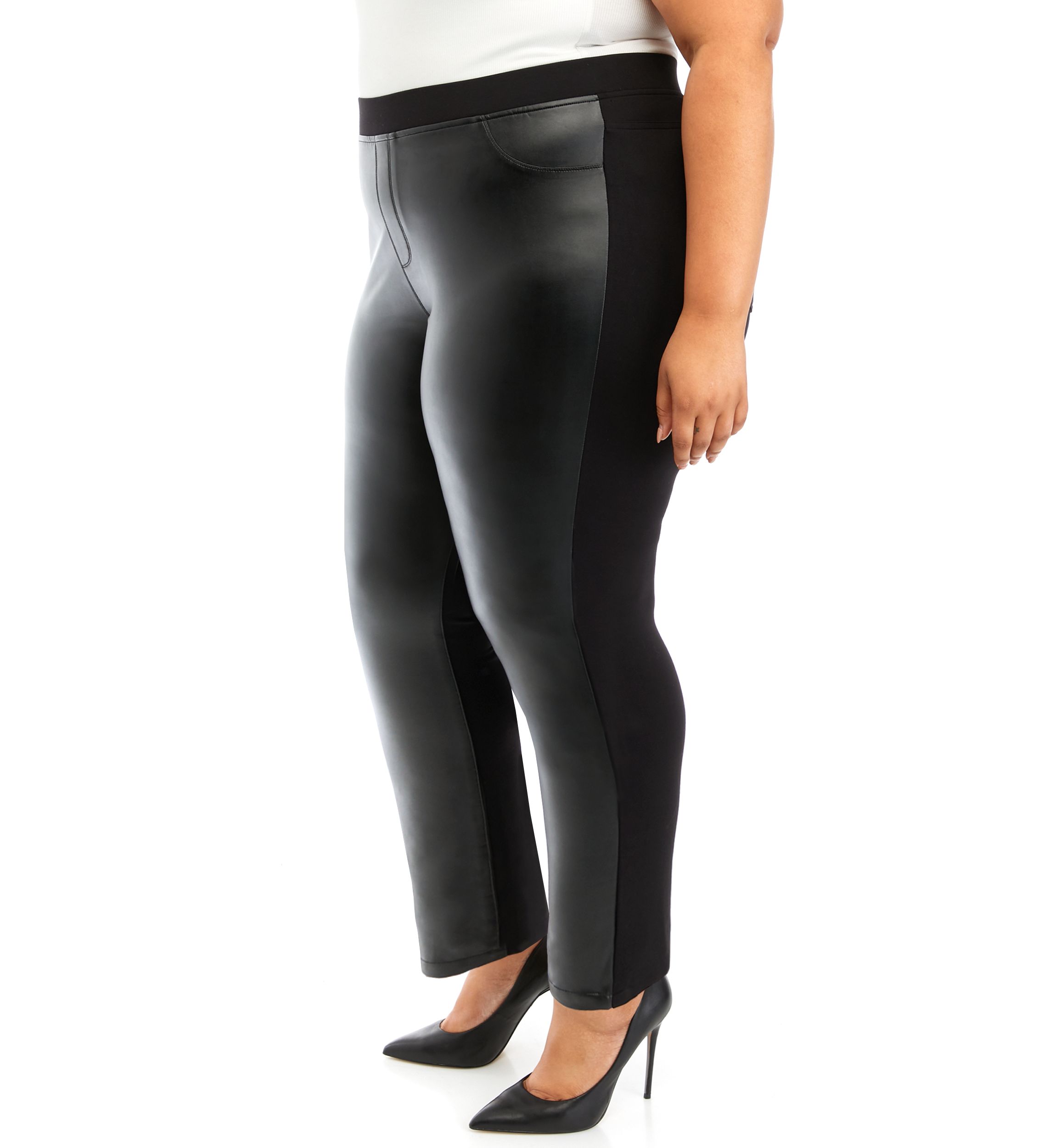 Plus Size Pull On Faux Leather Pants
