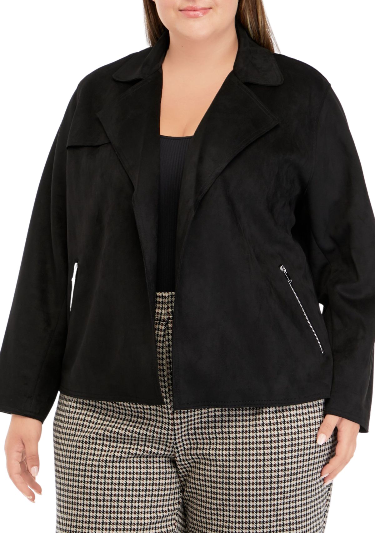 Plus Size Faux Suede Moto Jacket