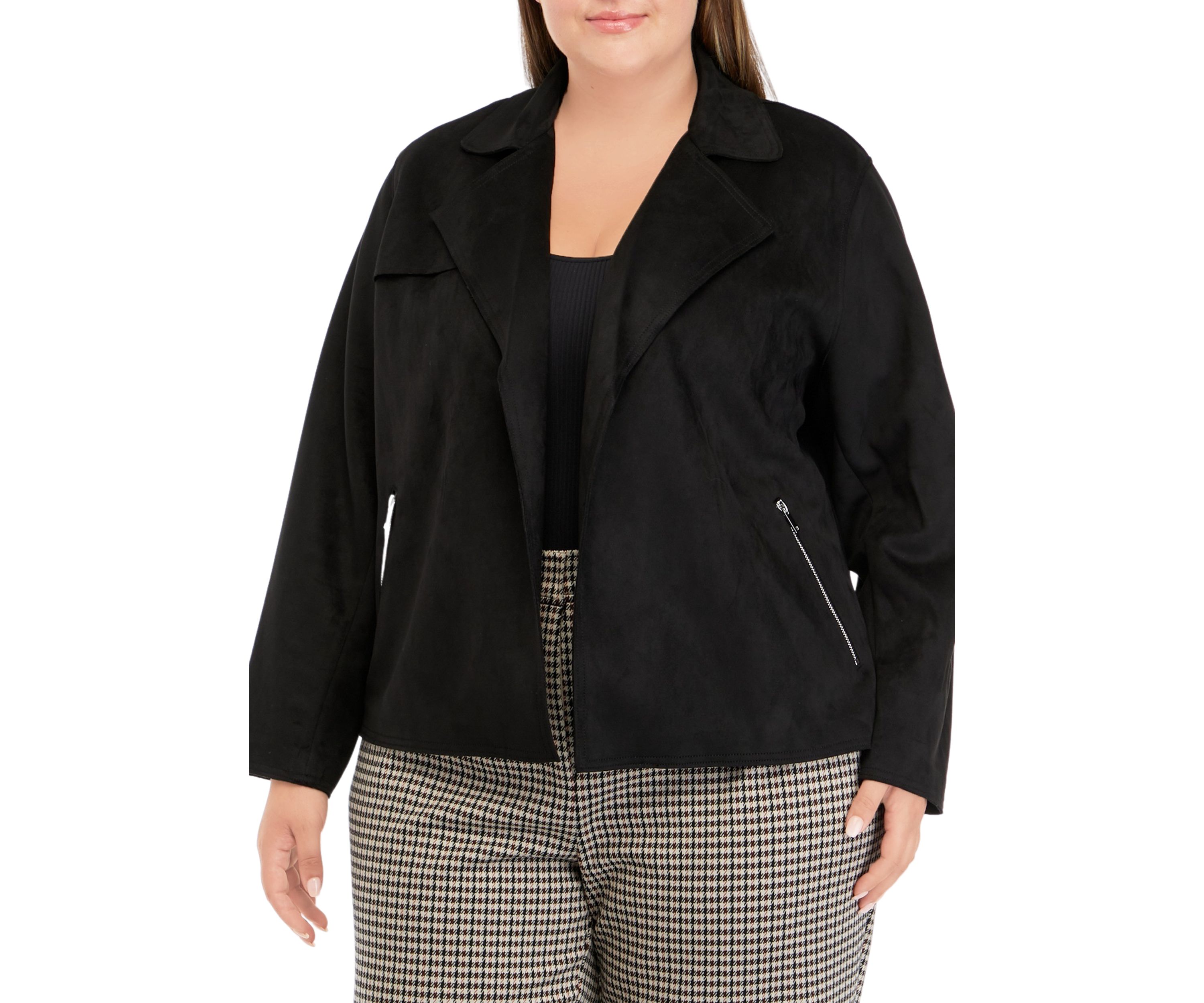 Plus Size Faux Suede Moto Jacket