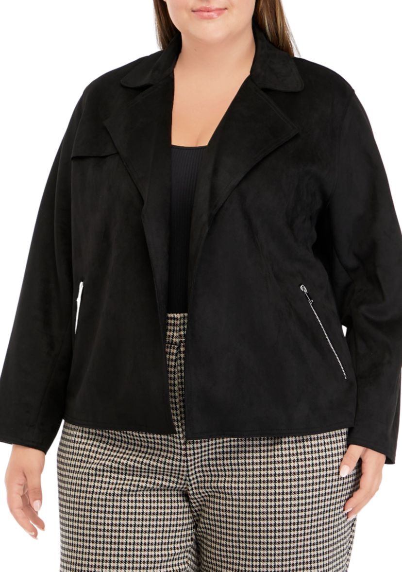 Plus Size Faux Suede Moto Jacket