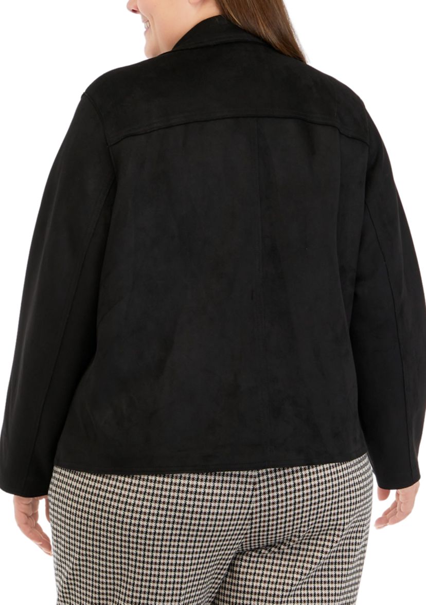Plus Size Faux Suede Moto Jacket