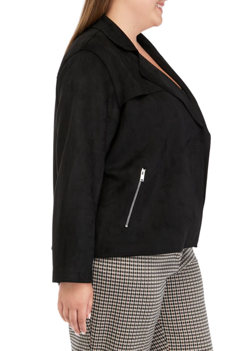 Plus Size Faux Suede Moto Jacket