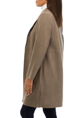 Women's Drape Front Suede Duster Cardigan