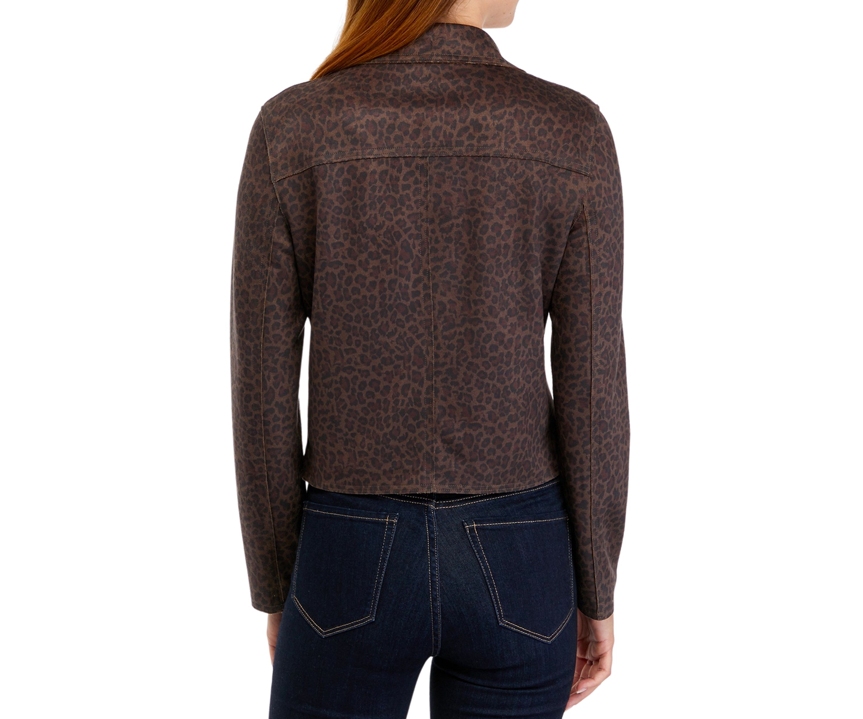 Womens Drape Front Moto Vegan Suede Jacket