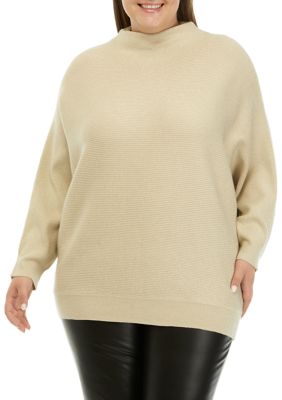 PHILOSOPHY BY REPUBLIC Women's Plus Size Long Sleeve Funnel Neck Lurex Dolman Sweater, 1X