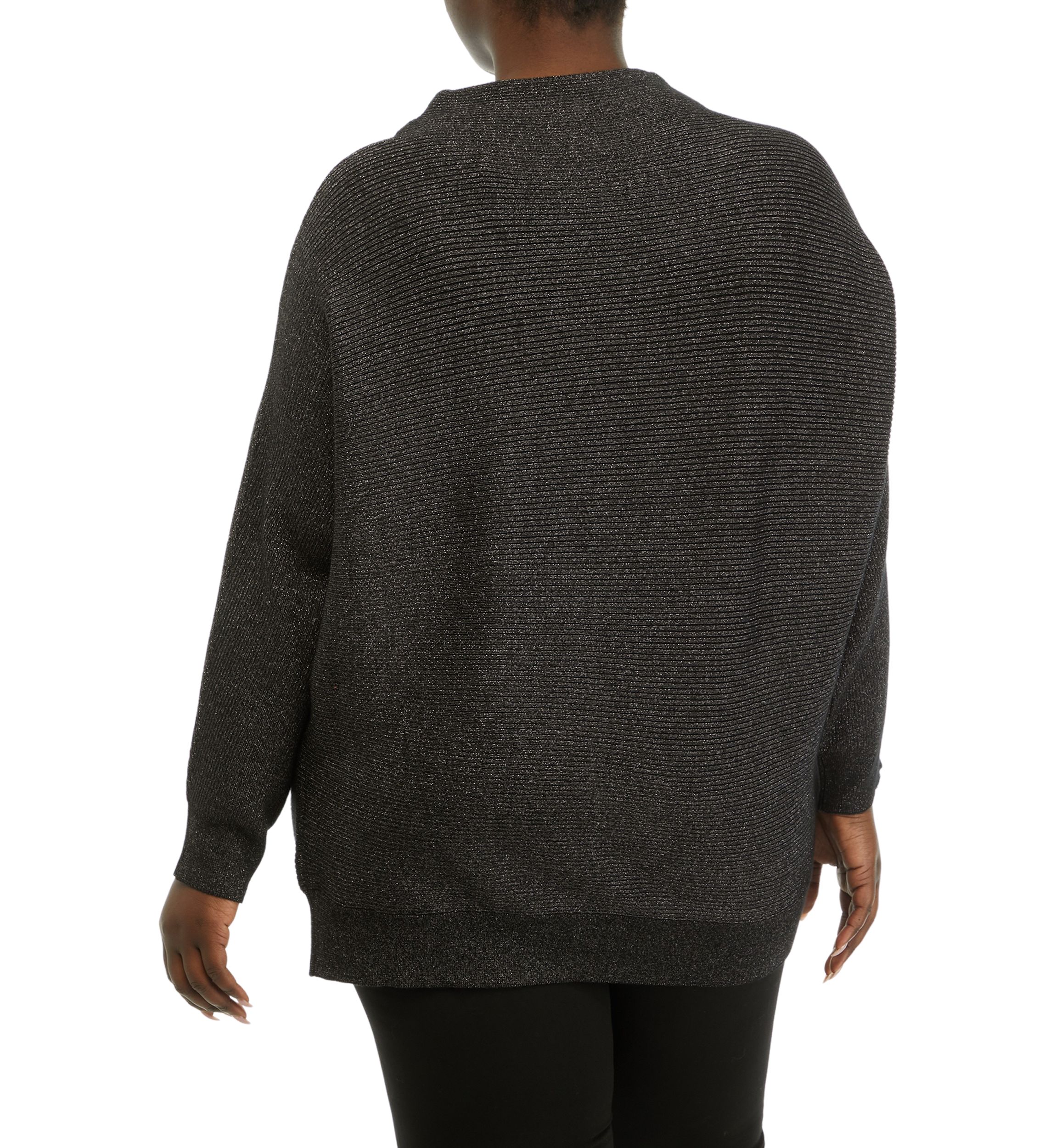 Plus Size Long Sleeve Funnel Neck Lurex Dolman Sweater