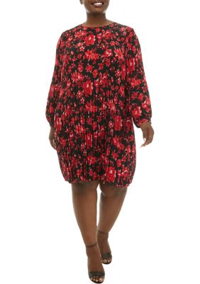 PHILOSOPHY BY REPUBLIC Women's Plus Size Long Sleeve Pleated Dress
