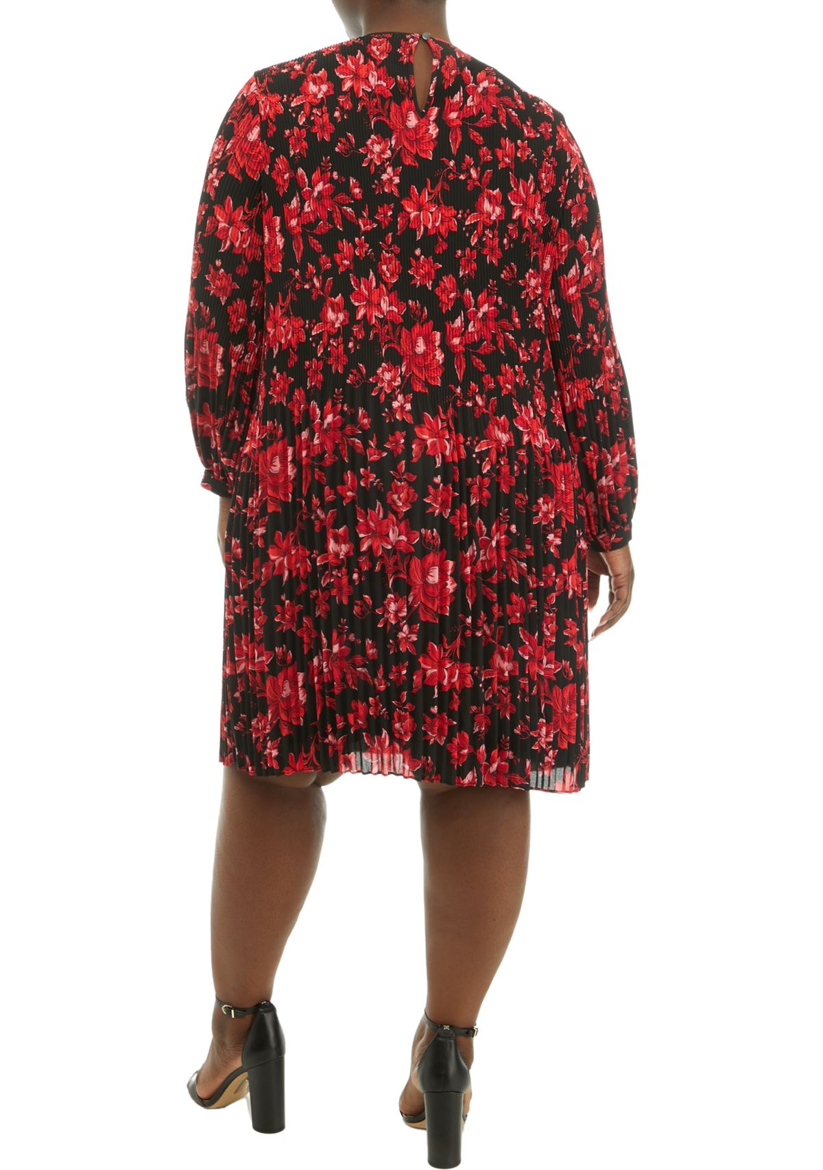 Plus Size Long Sleeve Pleated Dress