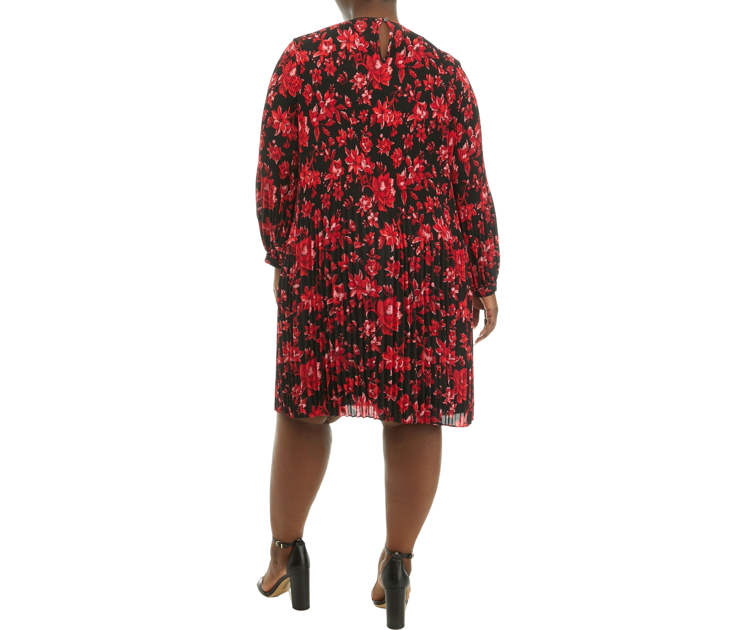 Plus Size Long Sleeve Pleated Dress