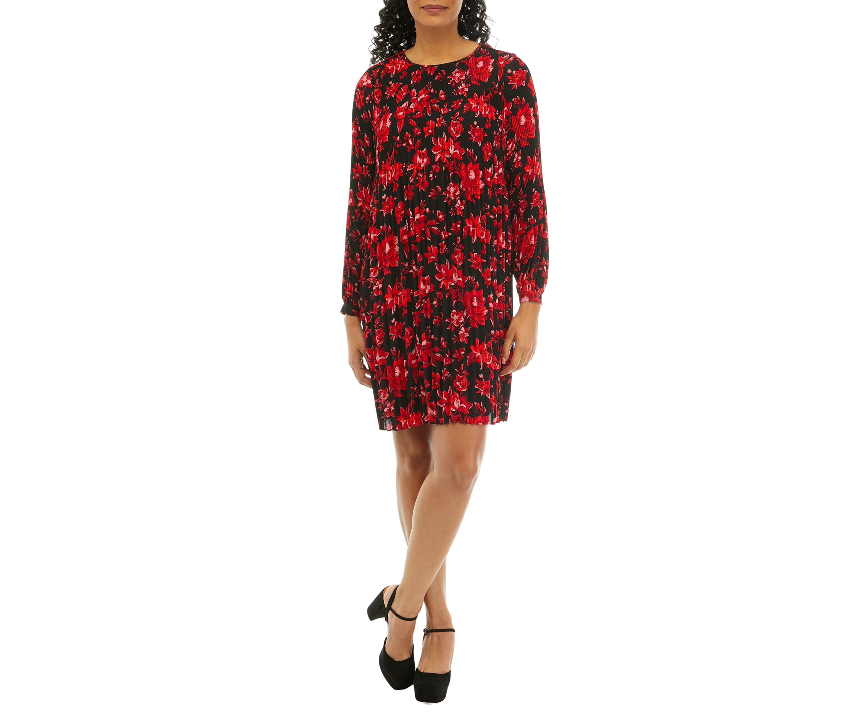Womens Long Sleeve Floral Print Dress