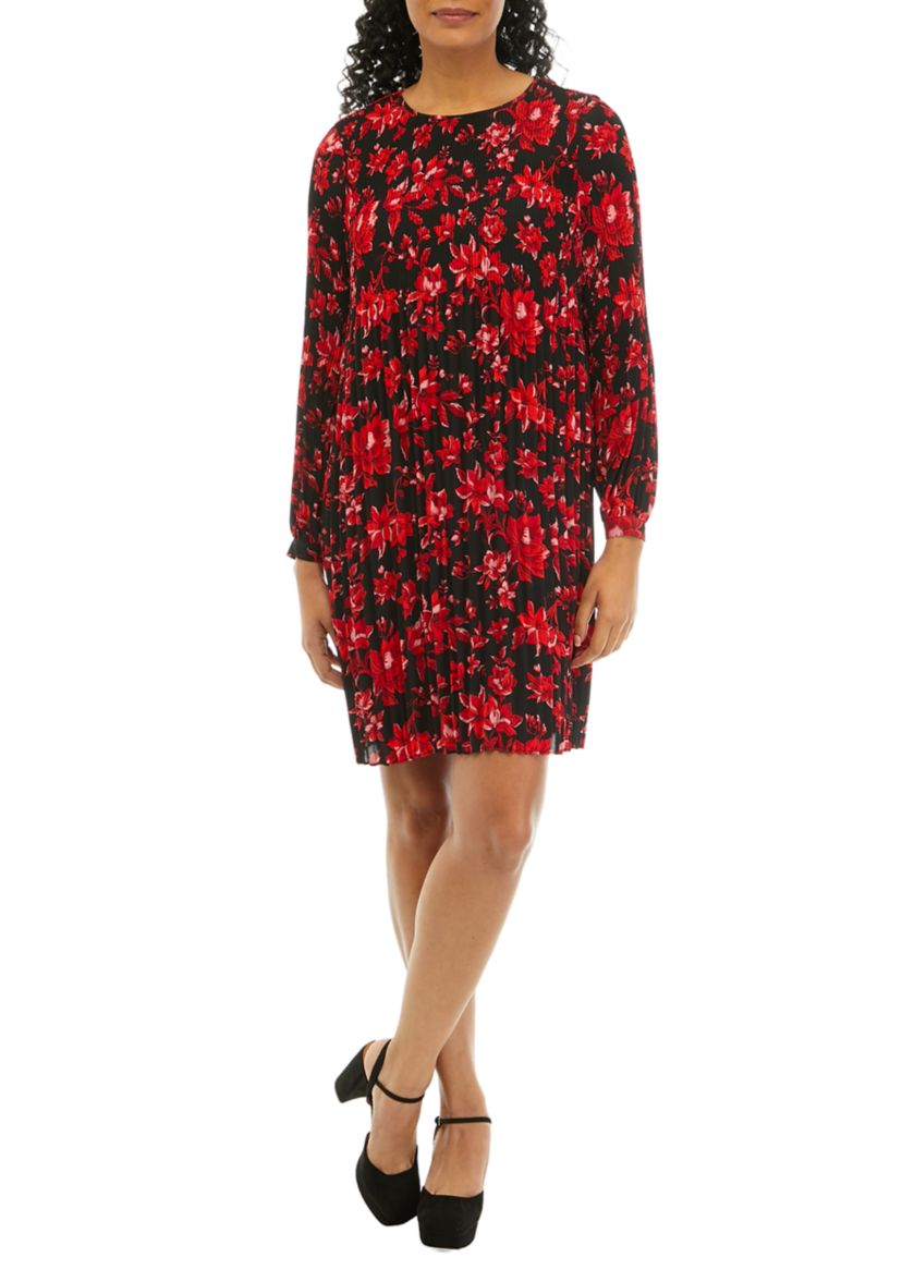 Womens Long Sleeve Floral Print Dress