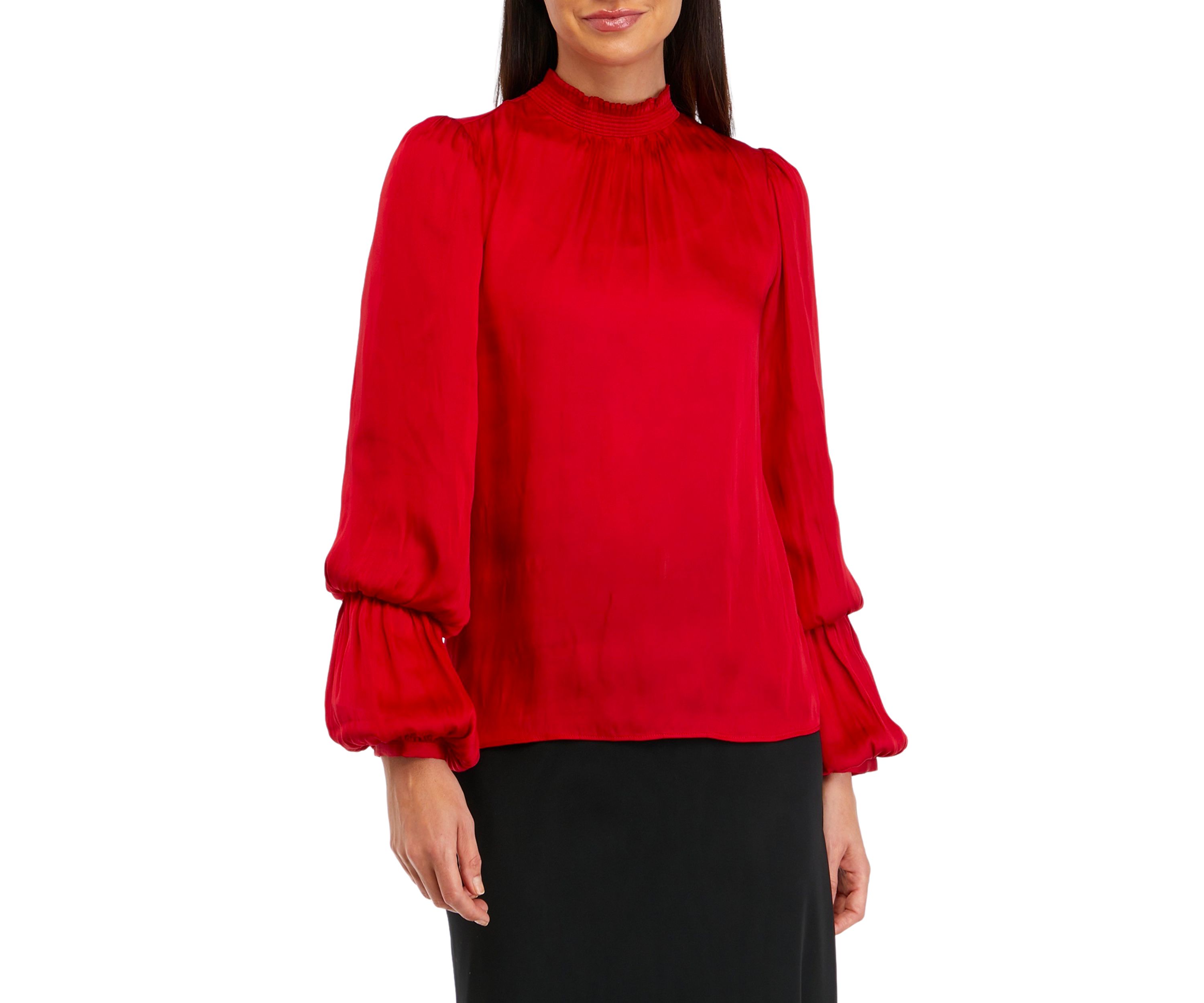 Long Sleeve Mock Neck Airflow Blouse 