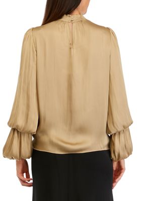 Long Sleeve Mock Neck Airflow Blouse