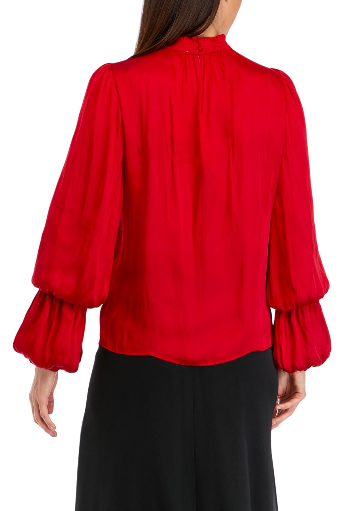 Long Sleeve Mock Neck Airflow Blouse 