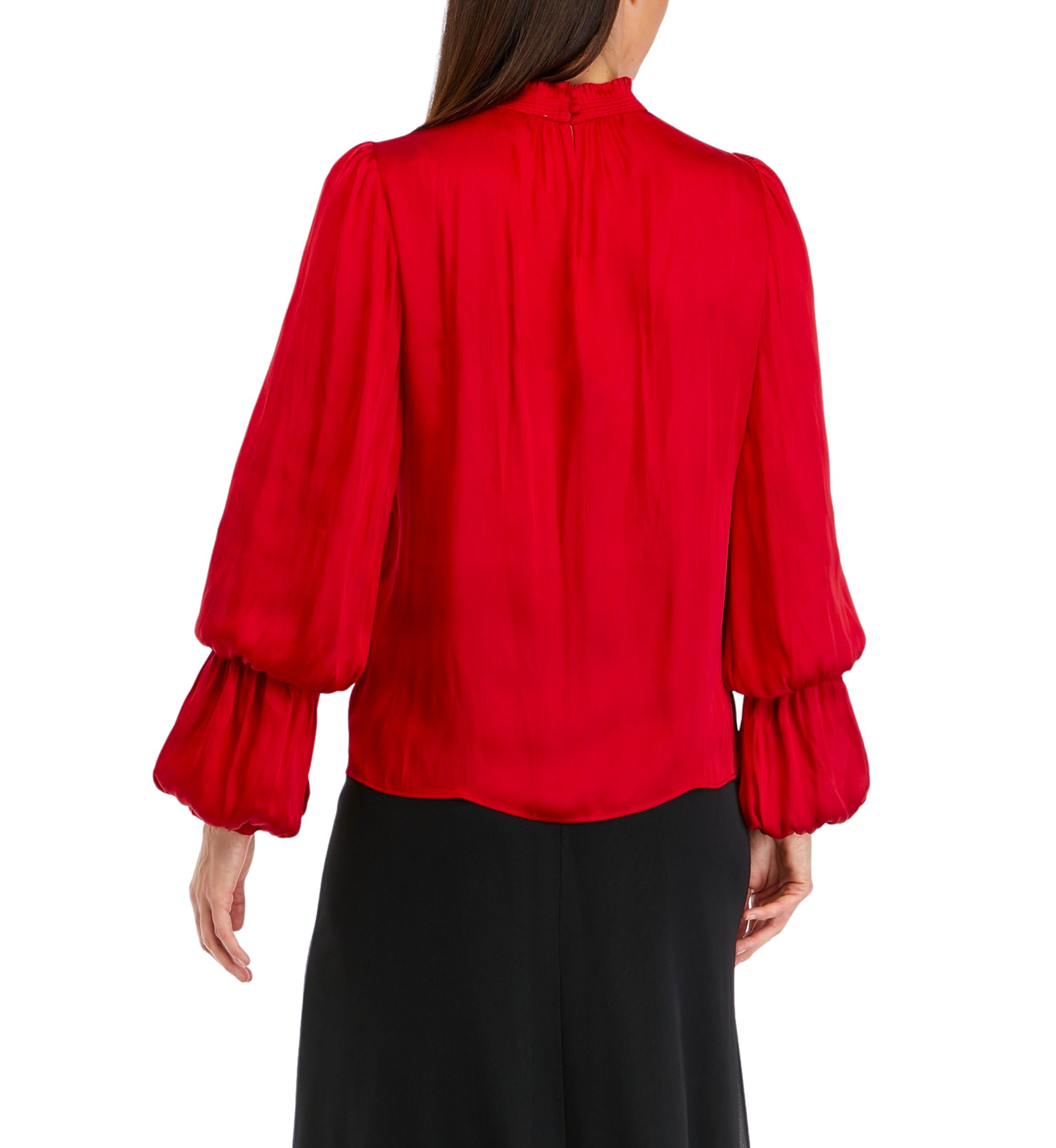 Long Sleeve Mock Neck Airflow Blouse 
