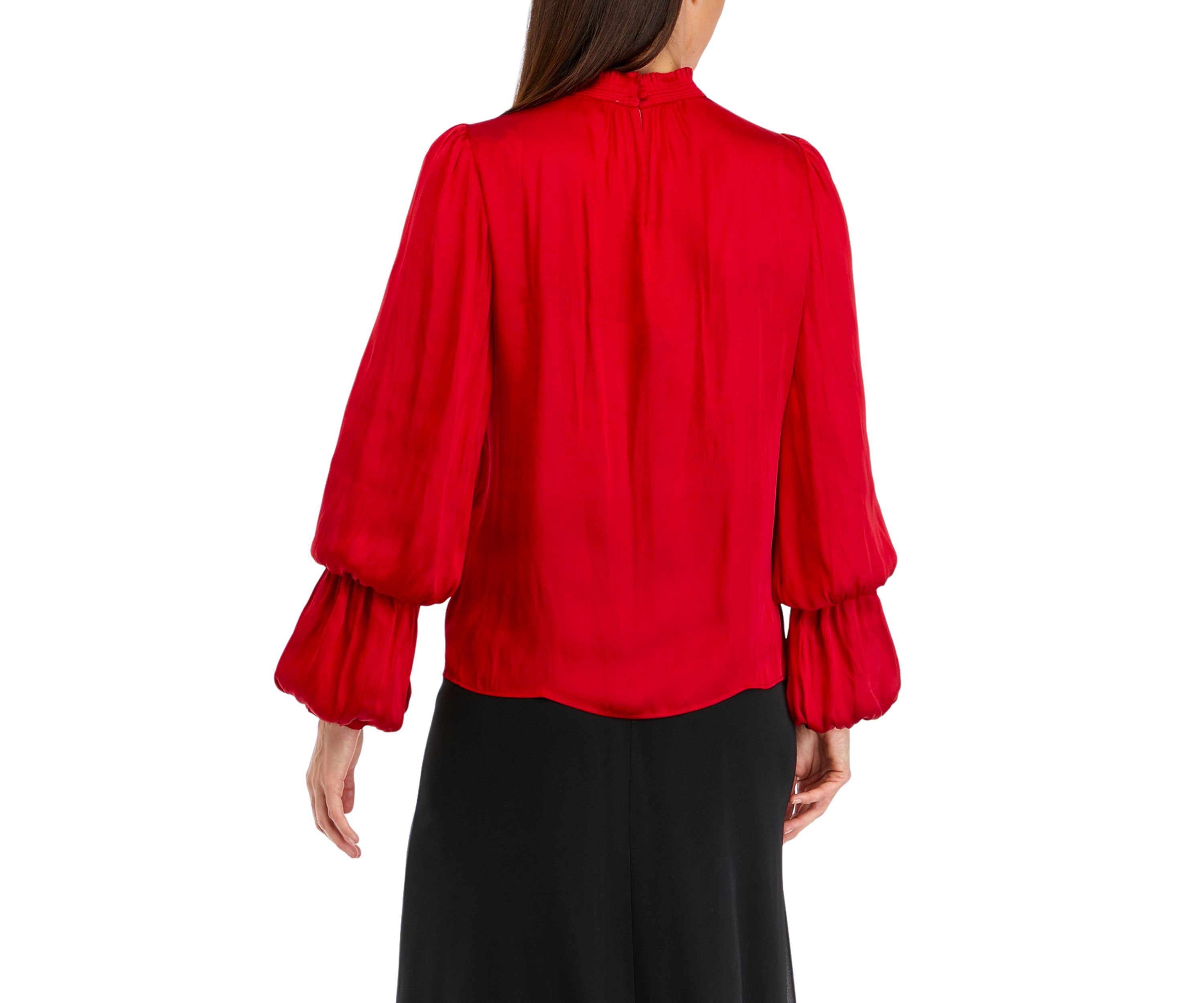 Long Sleeve Mock Neck Airflow Blouse 