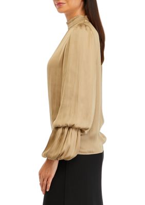 Long Sleeve Mock Neck Airflow Blouse