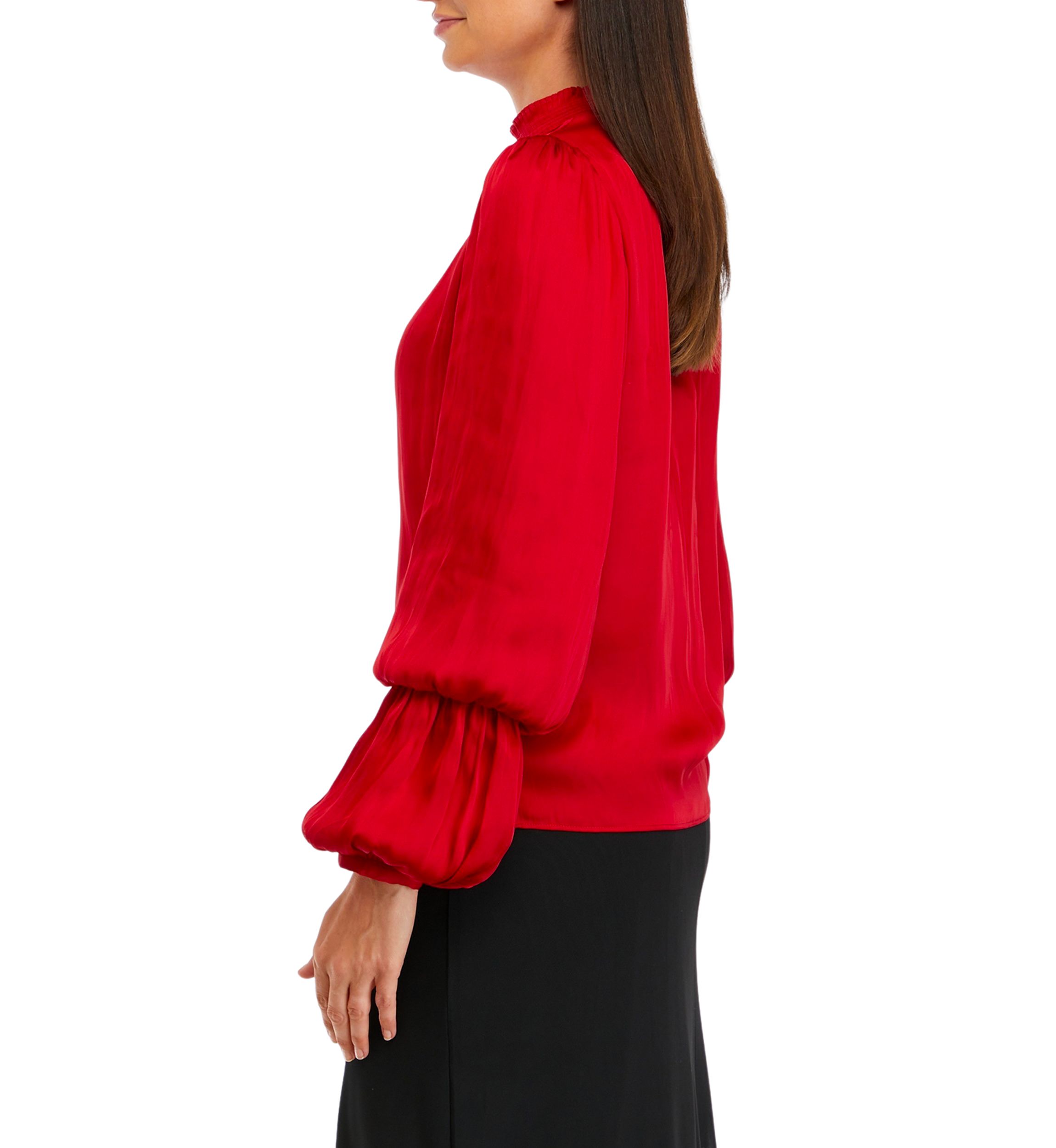 Long Sleeve Mock Neck Airflow Blouse 
