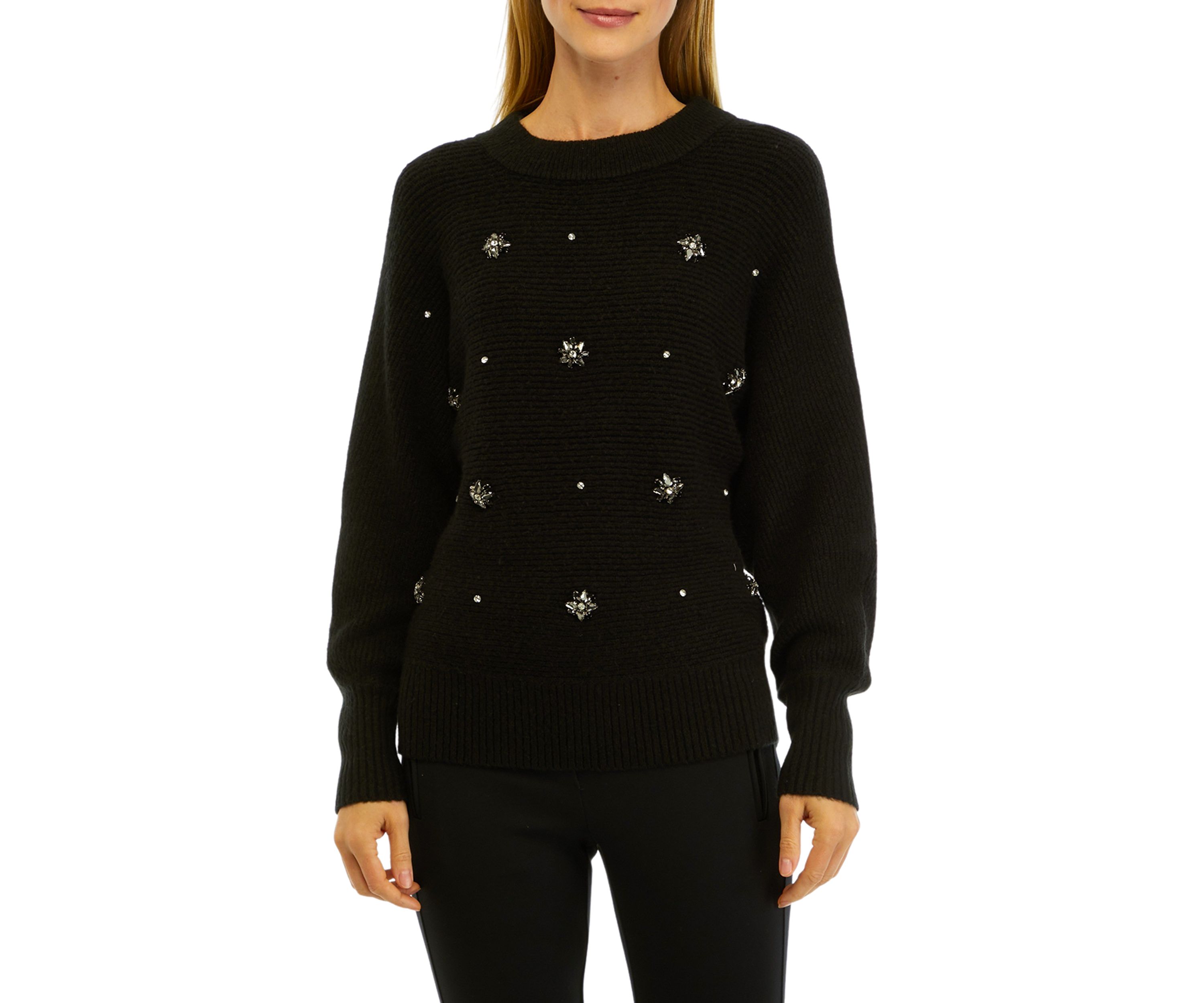 Womens Jewel Embroidered Sweater