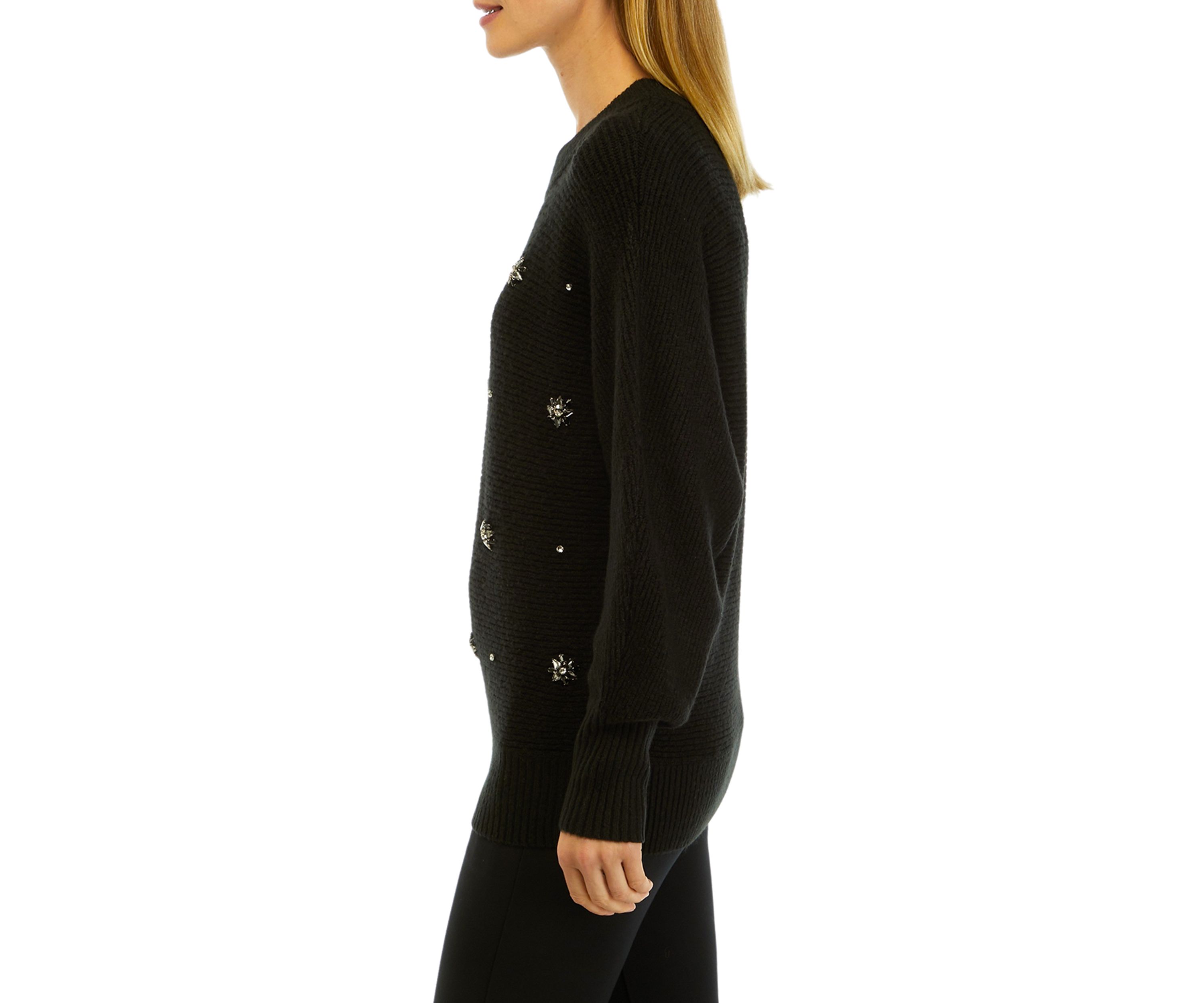 Womens Jewel Embroidered Sweater