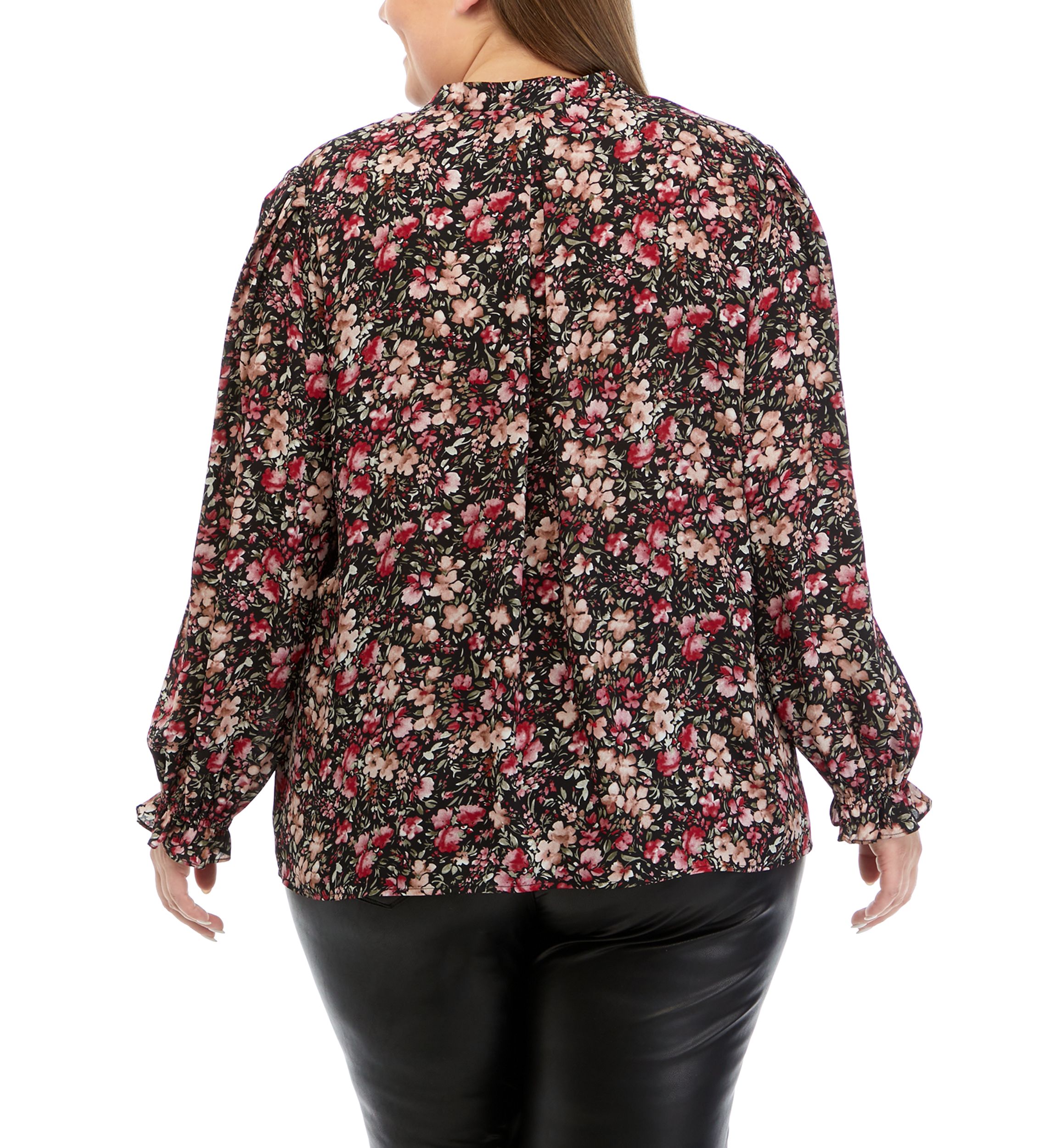 Plus Size Printed Button Down Blouse
