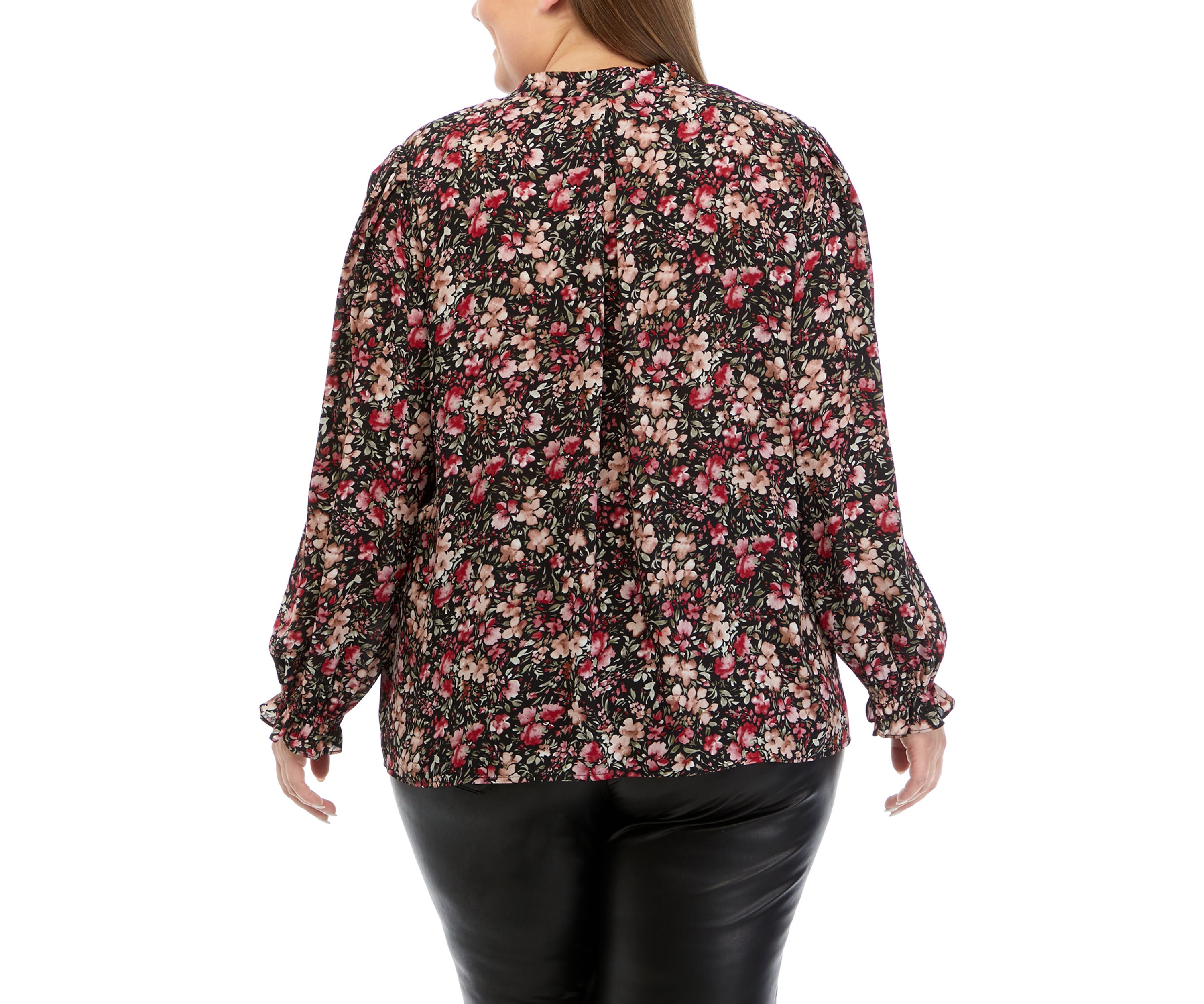 Plus Size Printed Button Down Blouse