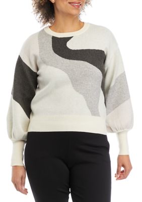 Women's Long Sleeve Color Block Dolman Sweater