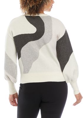 Women's Long Sleeve Color Block Dolman Sweater