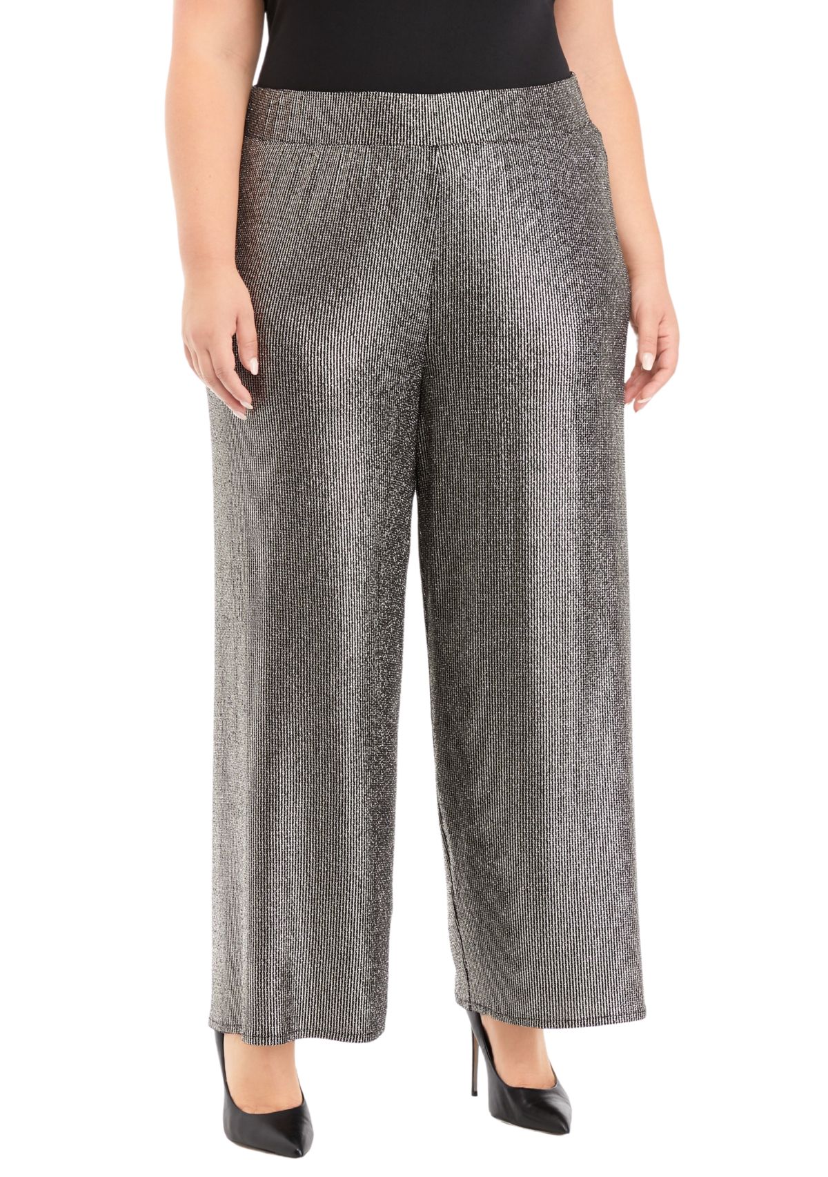 Plus Size Pull On Wide Leg Pants