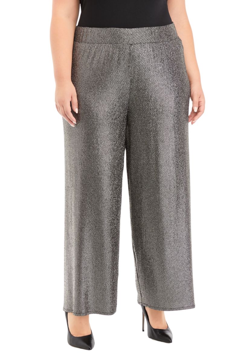 Plus Size Pull On Wide Leg Pants