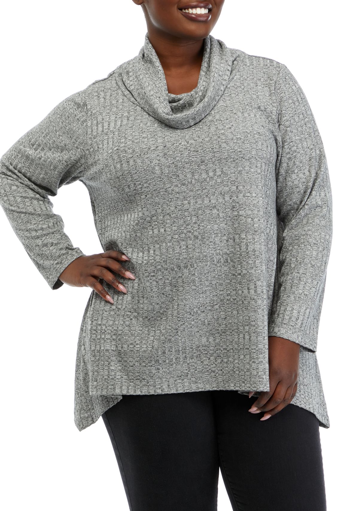 Plus Size Cowl Hankerchief Hem Lurex Top