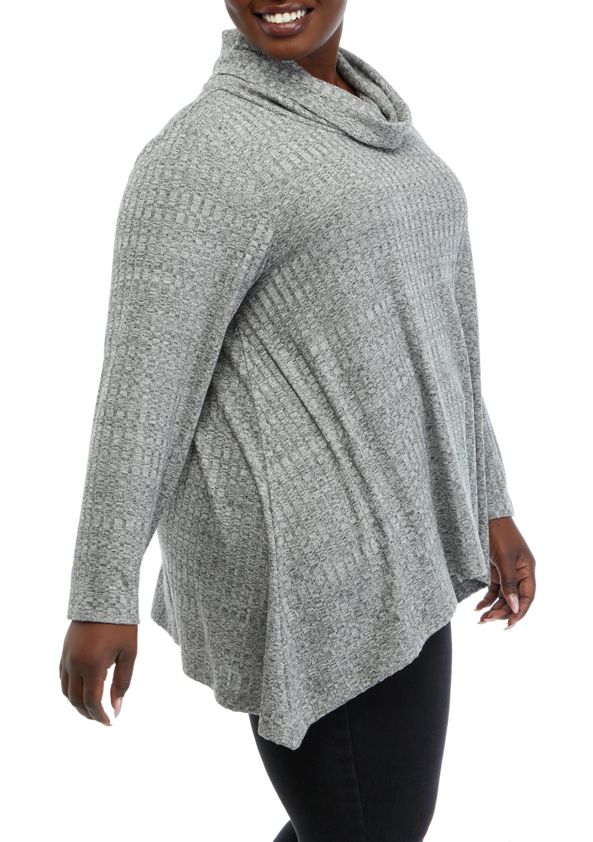 Plus Size Cowl Hankerchief Hem Lurex Top