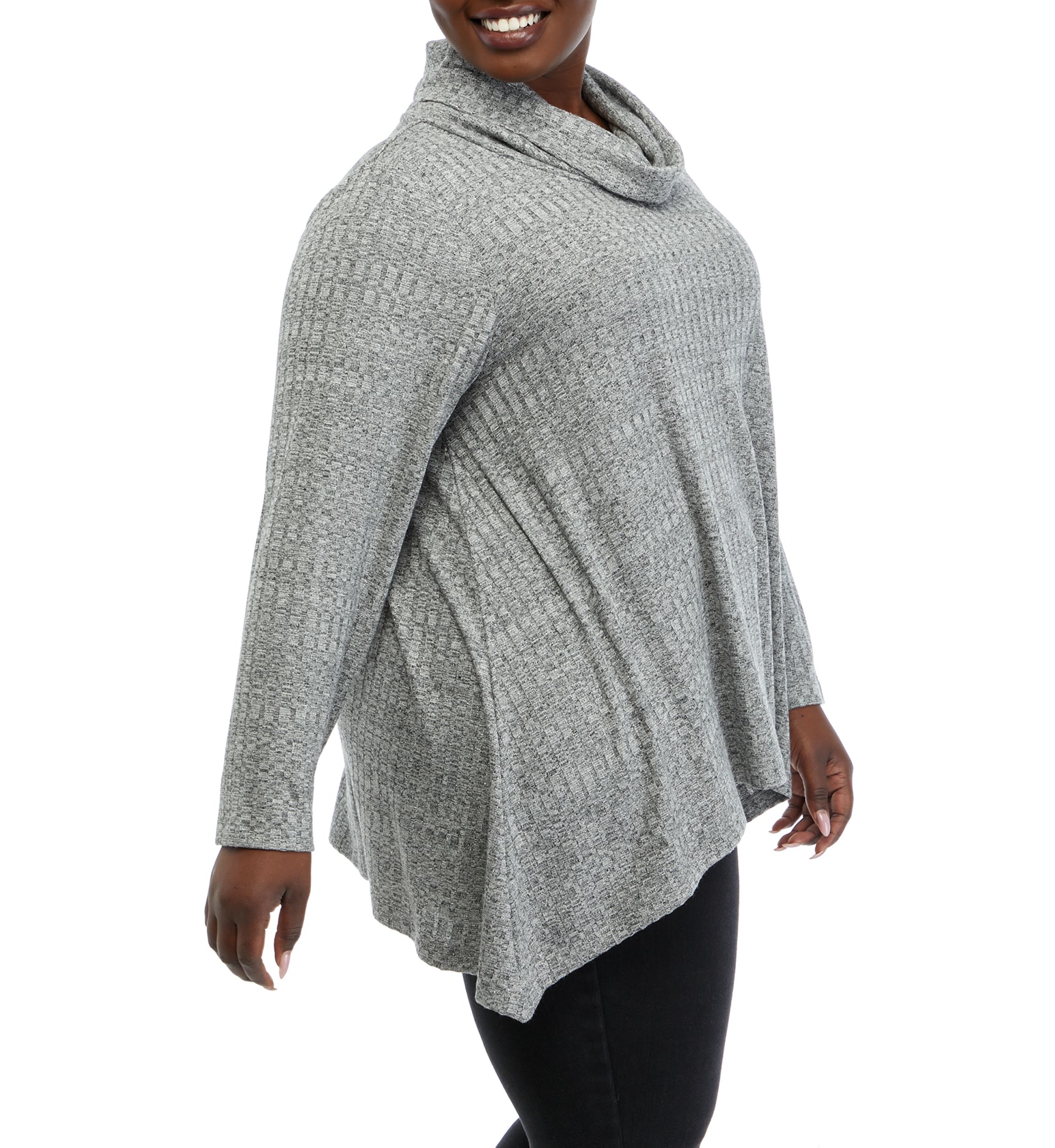 Plus Size Cowl Hankerchief Hem Lurex Top