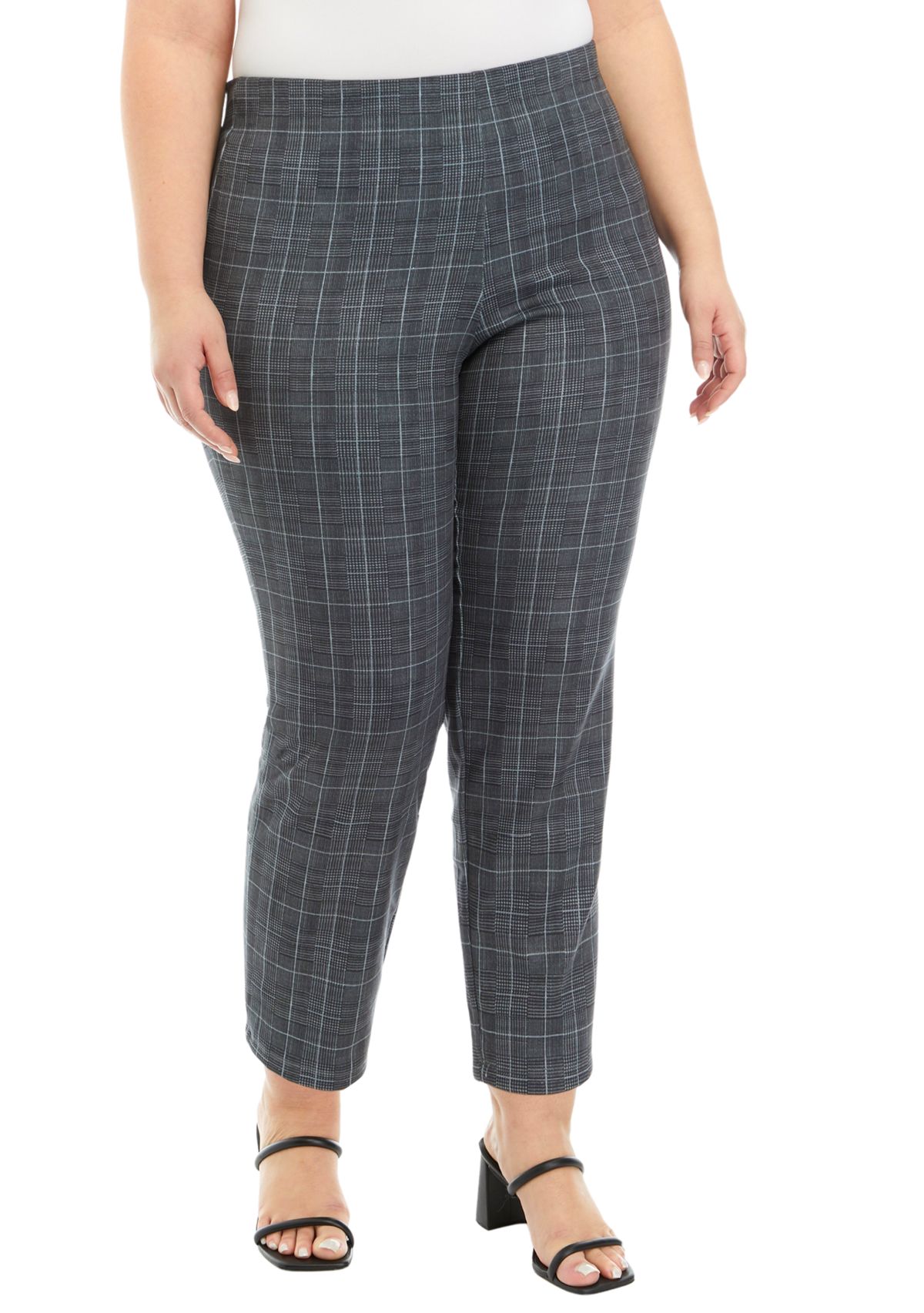 Plus Size Pull On Faux Suede Printed Pants