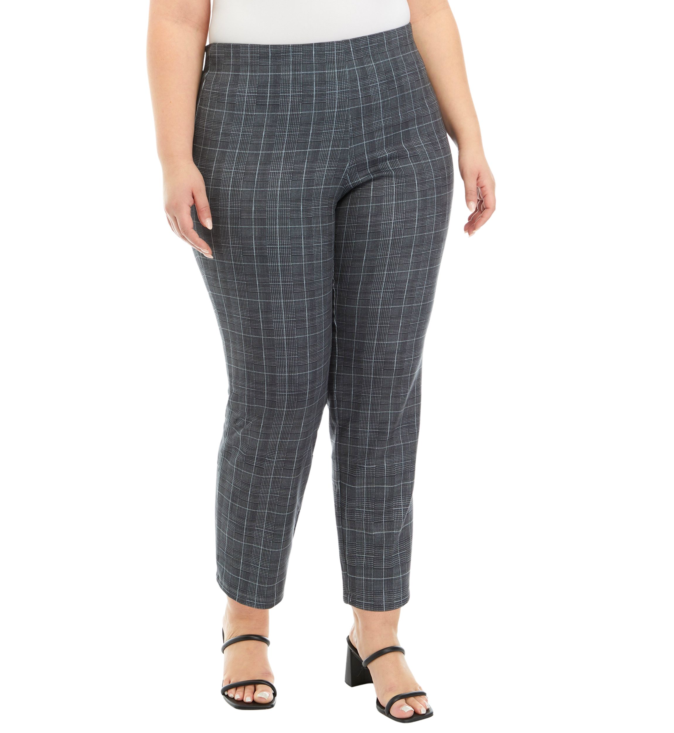 Plus Size Pull On Faux Suede Printed Pants