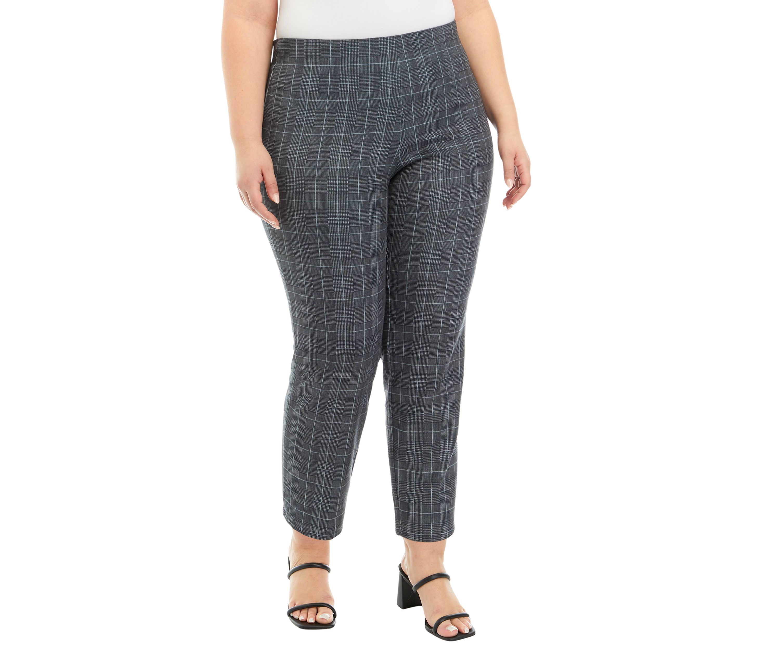 Plus Size Pull On Faux Suede Printed Pants