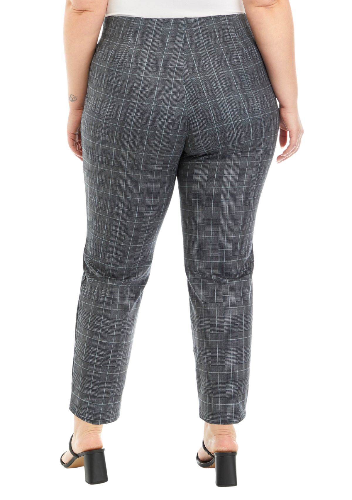 Plus Size Pull On Faux Suede Printed Pants