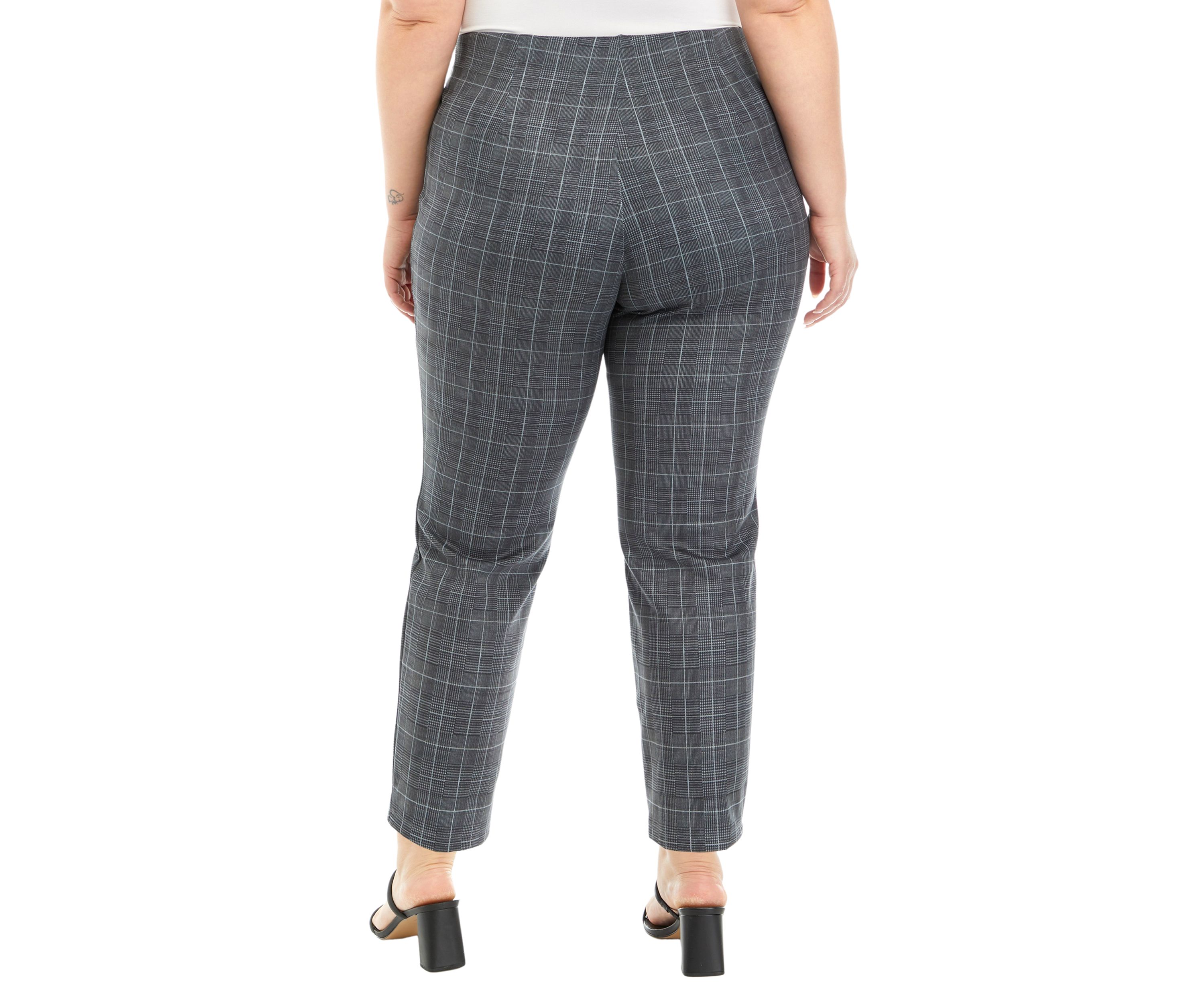 Plus Size Pull On Faux Suede Printed Pants