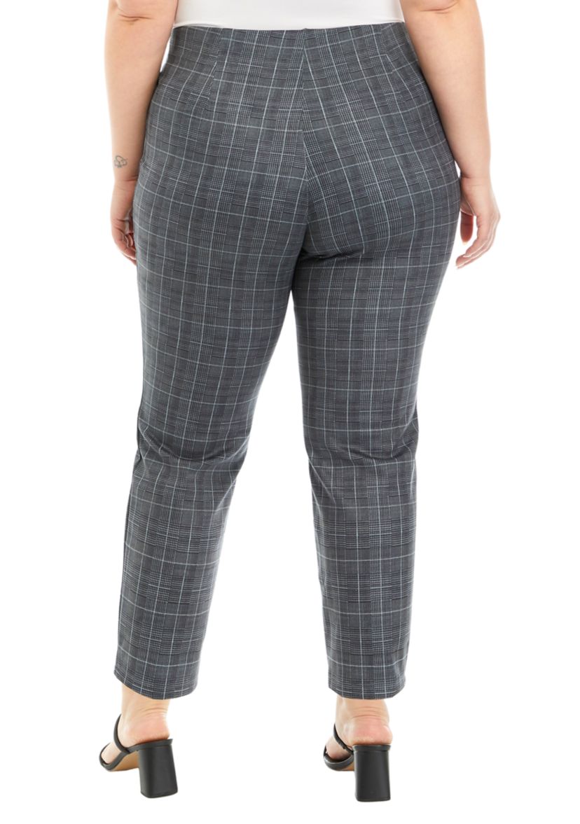 Plus Size Pull On Faux Suede Printed Pants