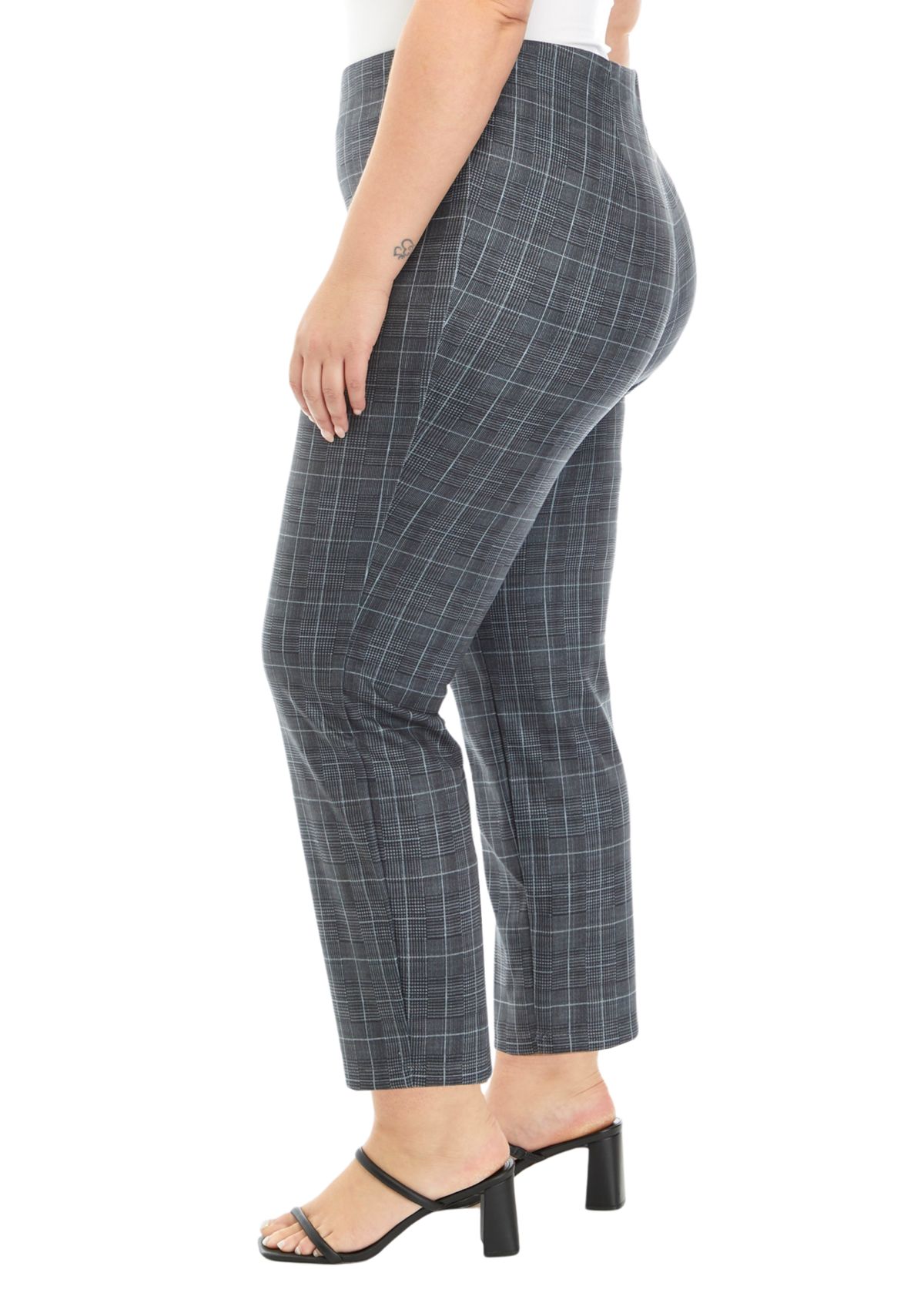 Plus Size Pull On Faux Suede Printed Pants
