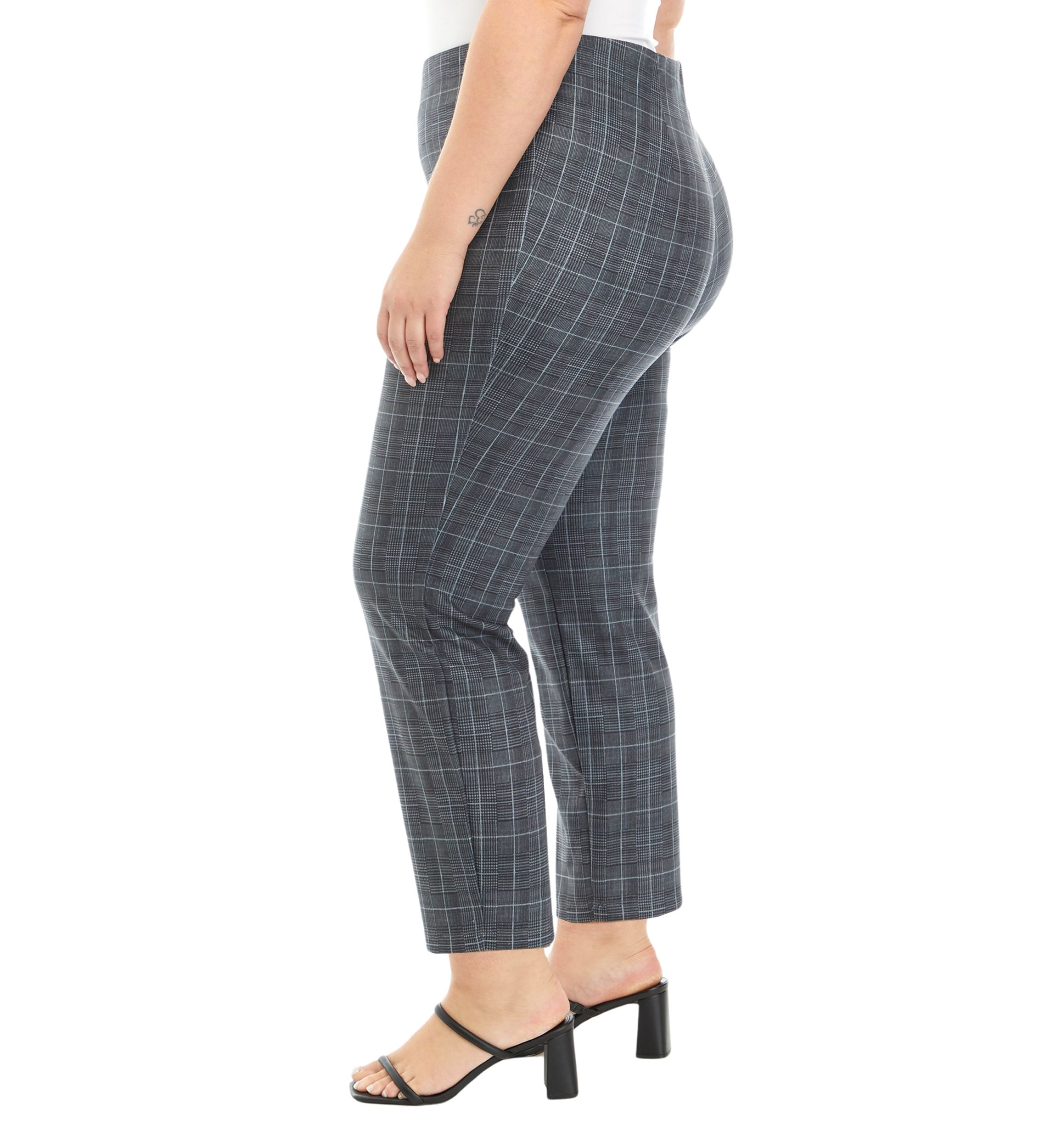 Plus Size Pull On Faux Suede Printed Pants