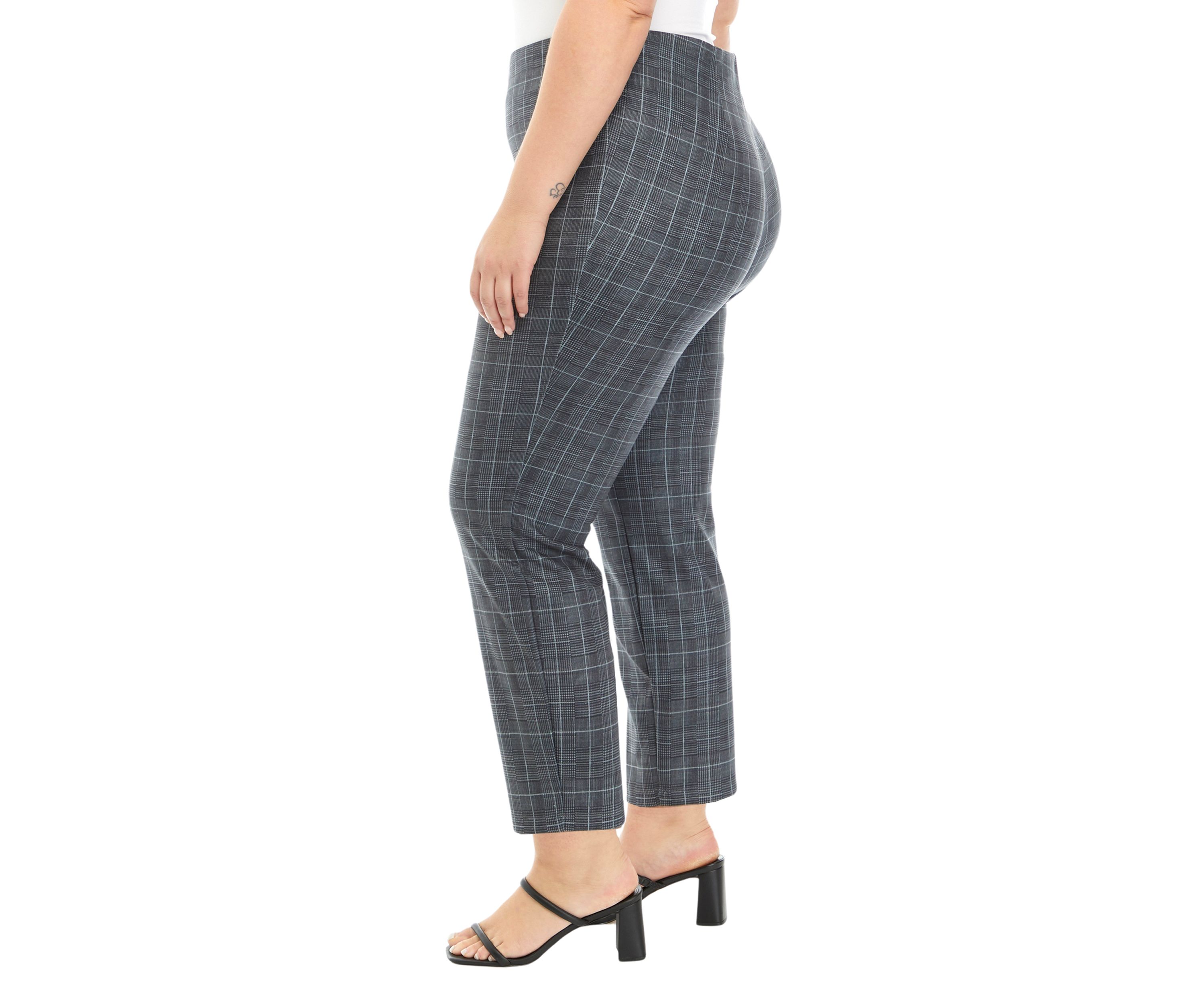 Plus Size Pull On Faux Suede Printed Pants