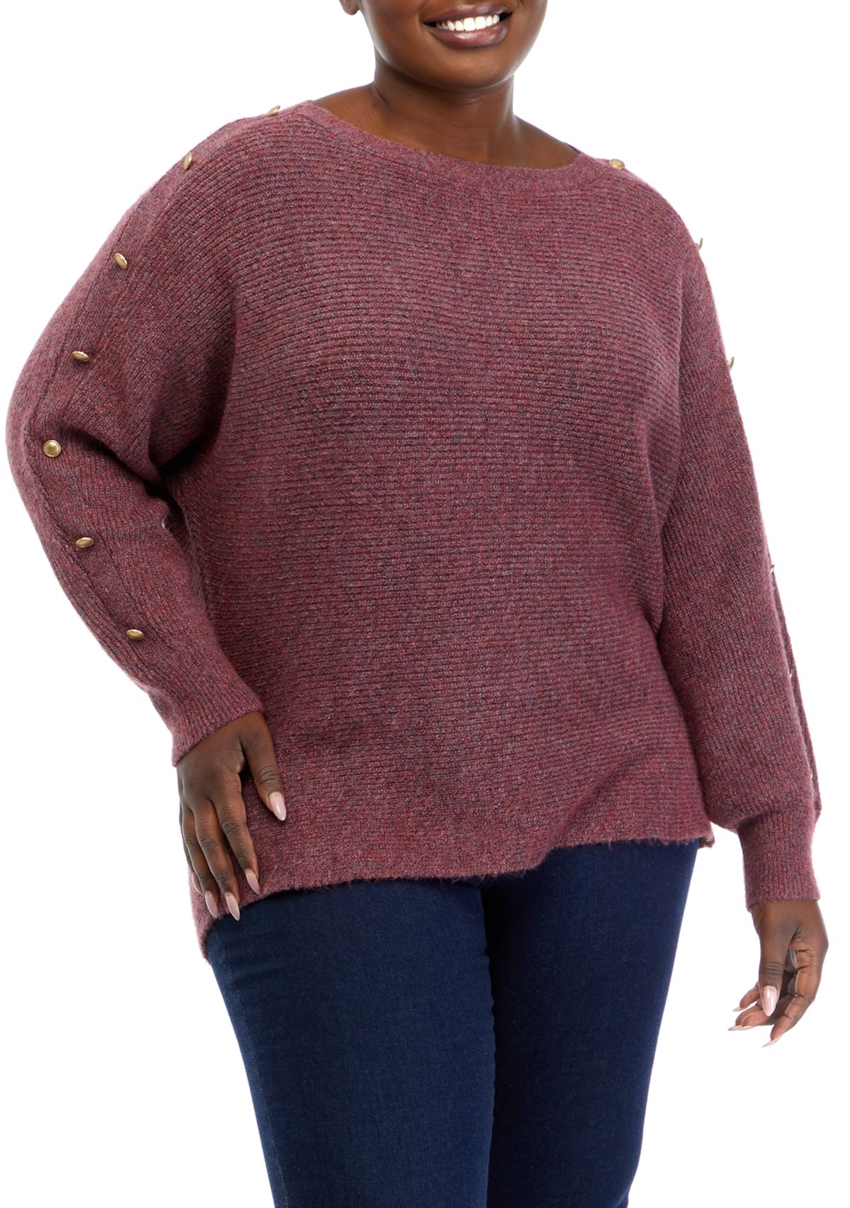 Plus Size Dolman Sleeve Boat Neck Top